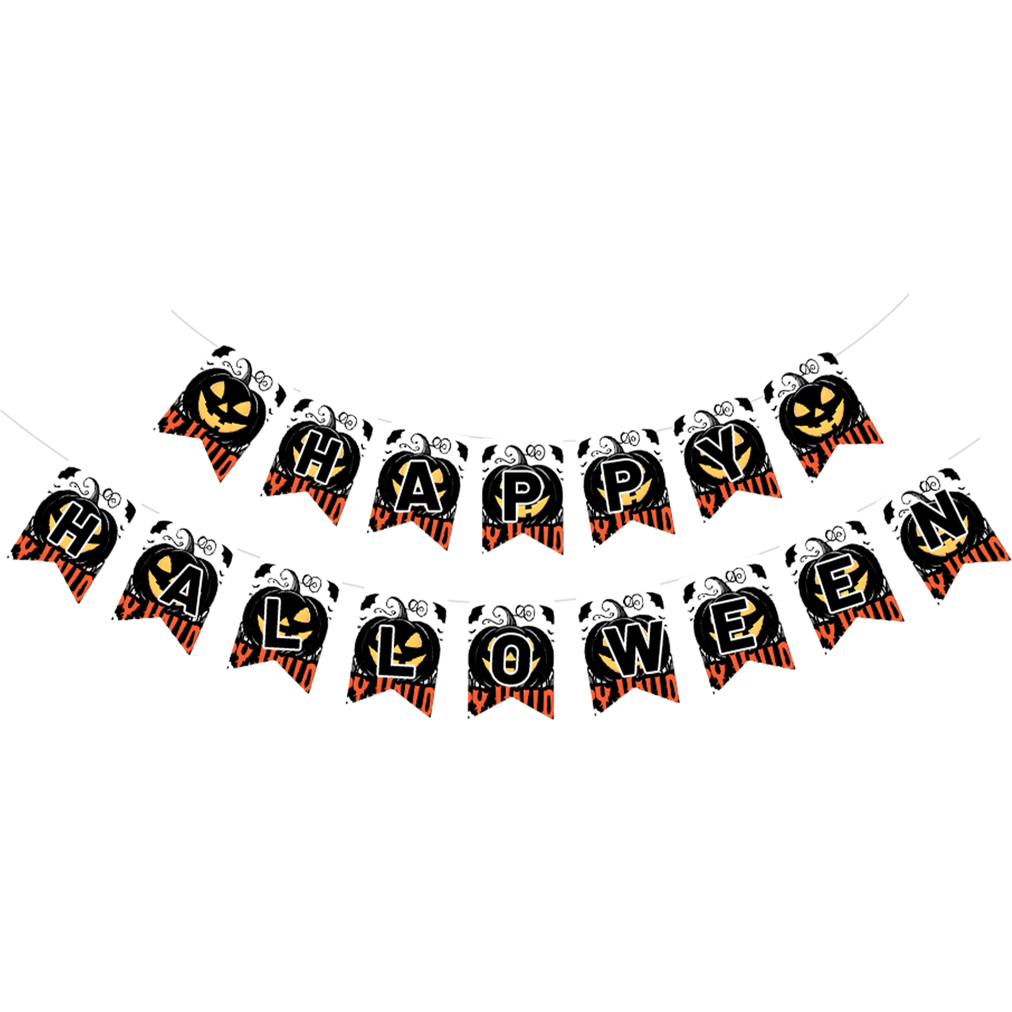 Halloween Theme Black Background Evil Pumpkin Pattern Banner