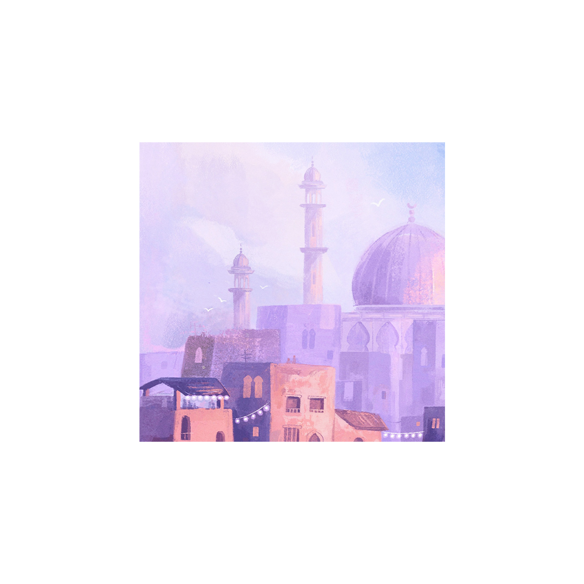 Eid Theme Purple Background Mosque Napkin