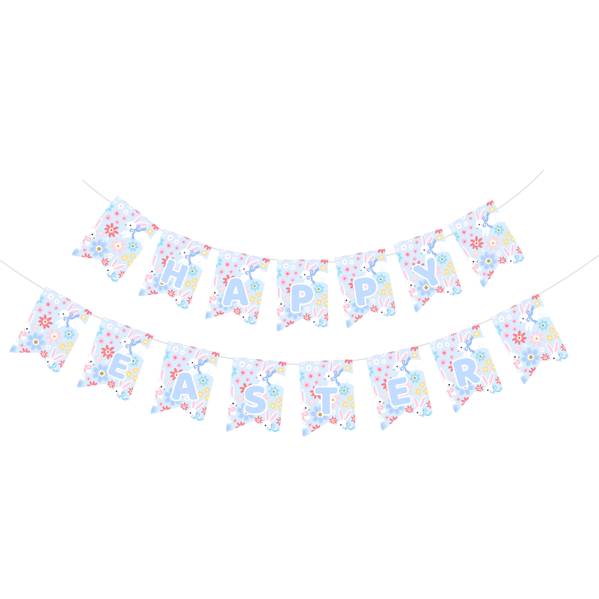 Easter Theme Light Blue Happy Easter Paper Banner