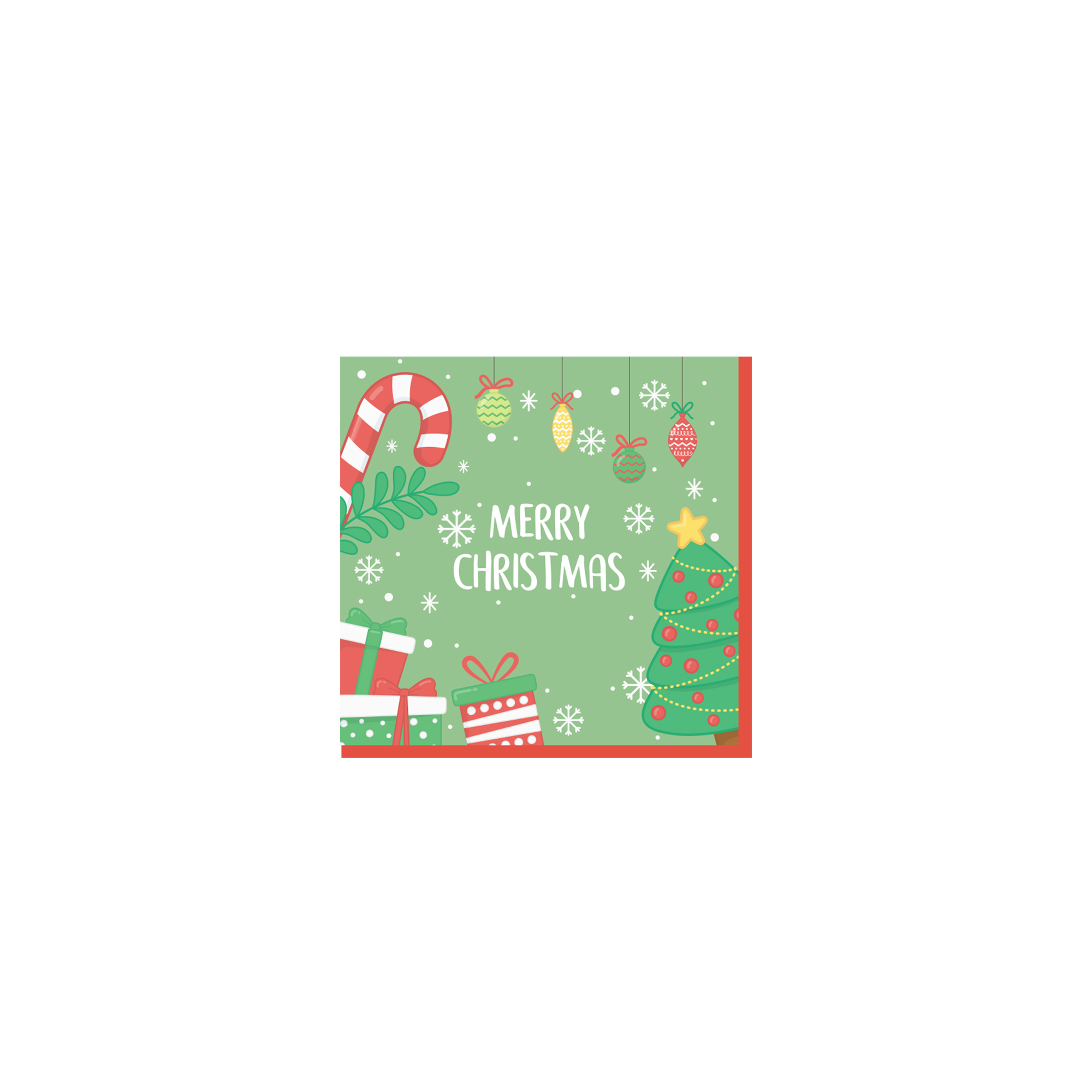 Christmas Theme Green Background with Gift Napkin