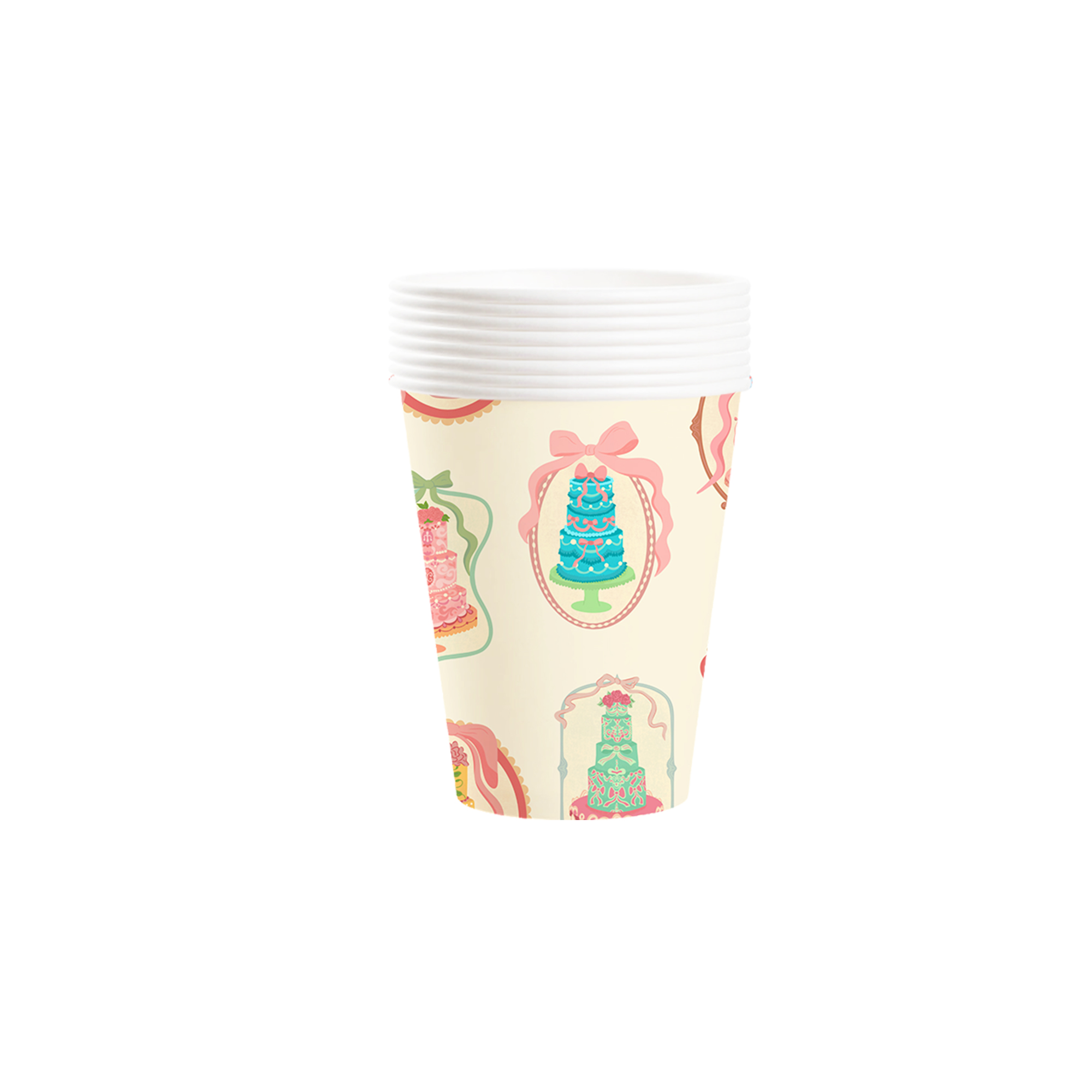 Birthday Theme Cream Yellow with Cake Paper Cup