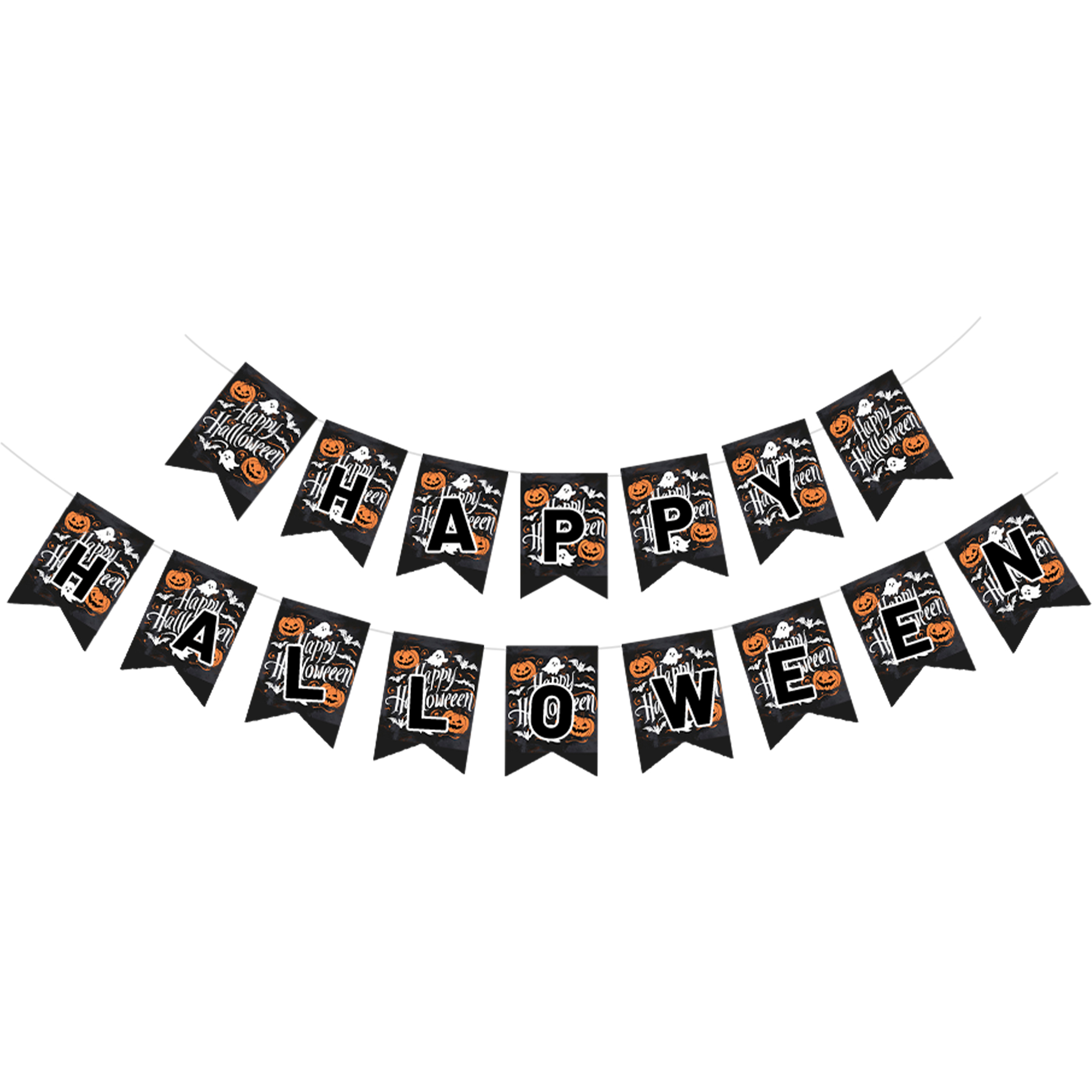 Halloween Theme Black Background Pumpkin Pattern Banner