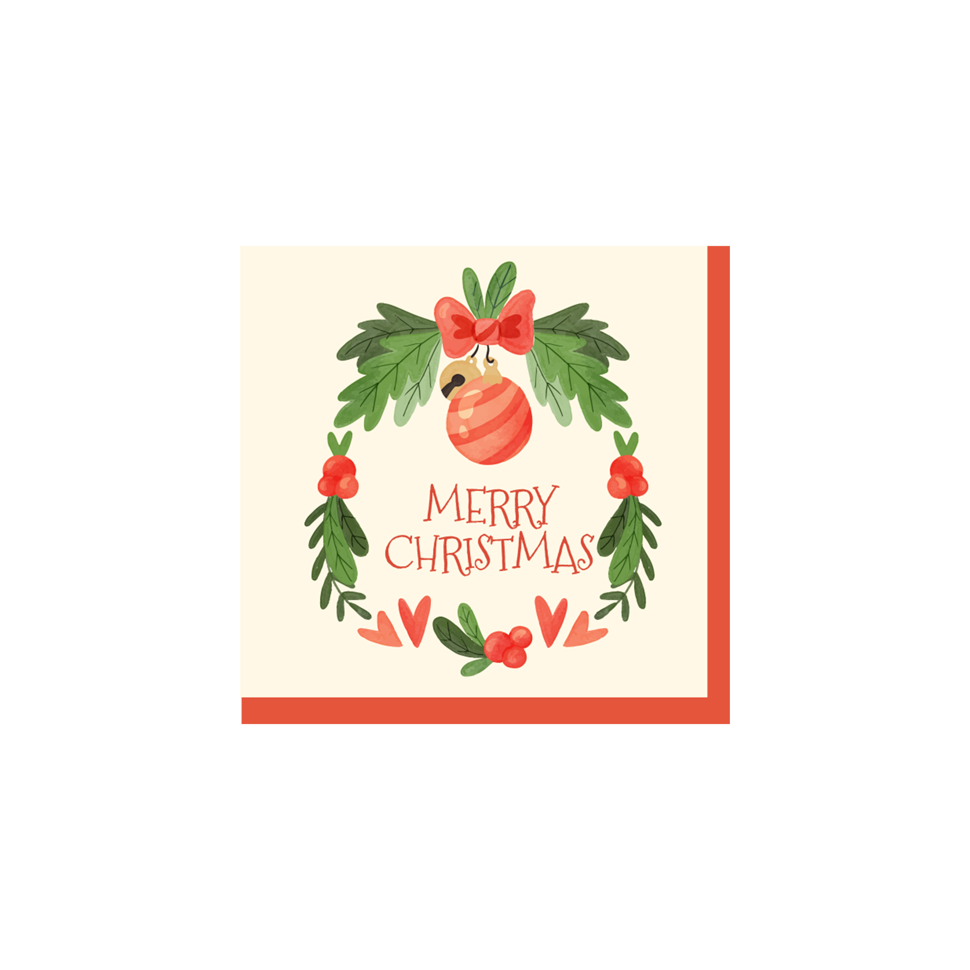 Christmas Theme Pale Yellow Background with Christmas Wreath Napkin