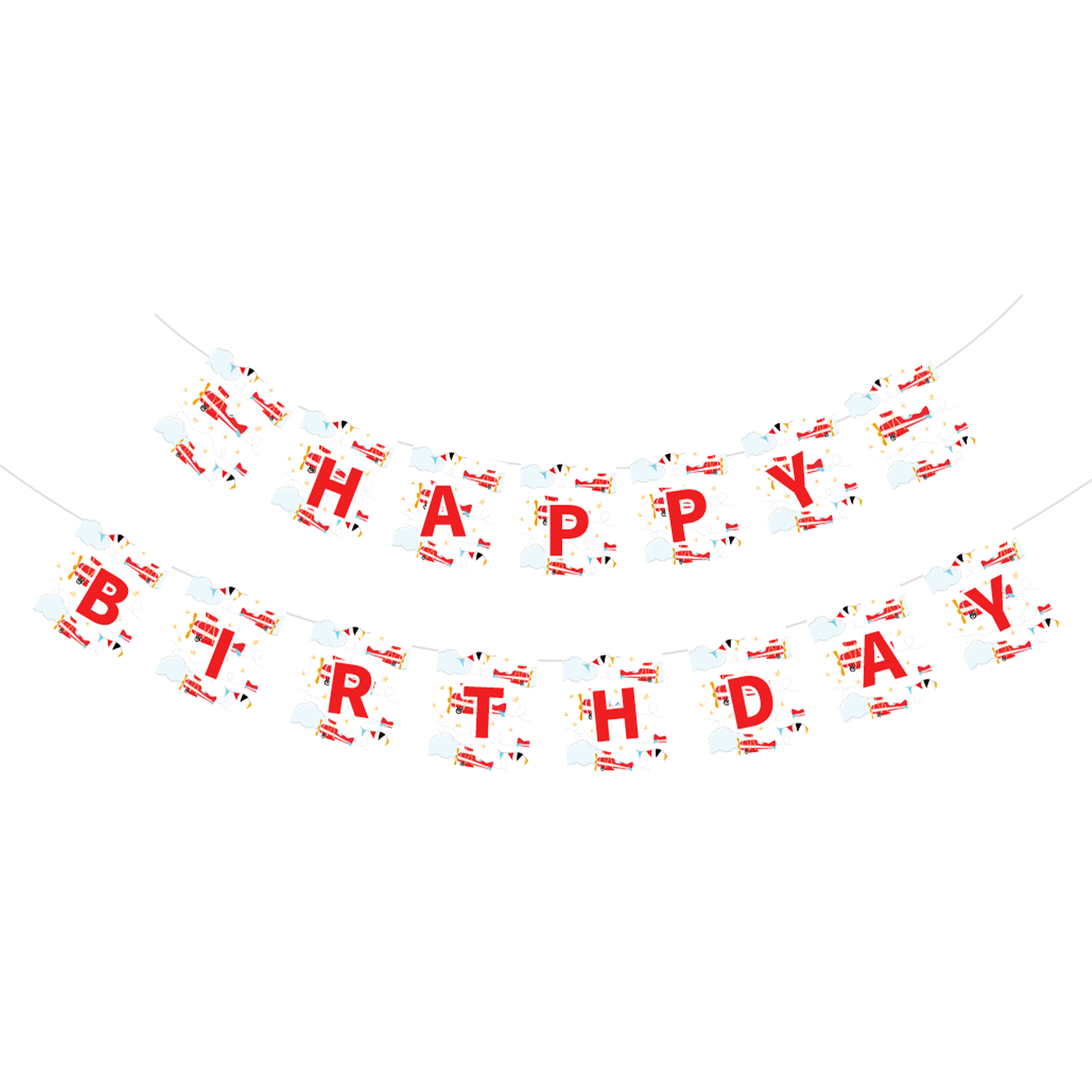Kid Theme with Airplane Happy Birthday Paper Banner
