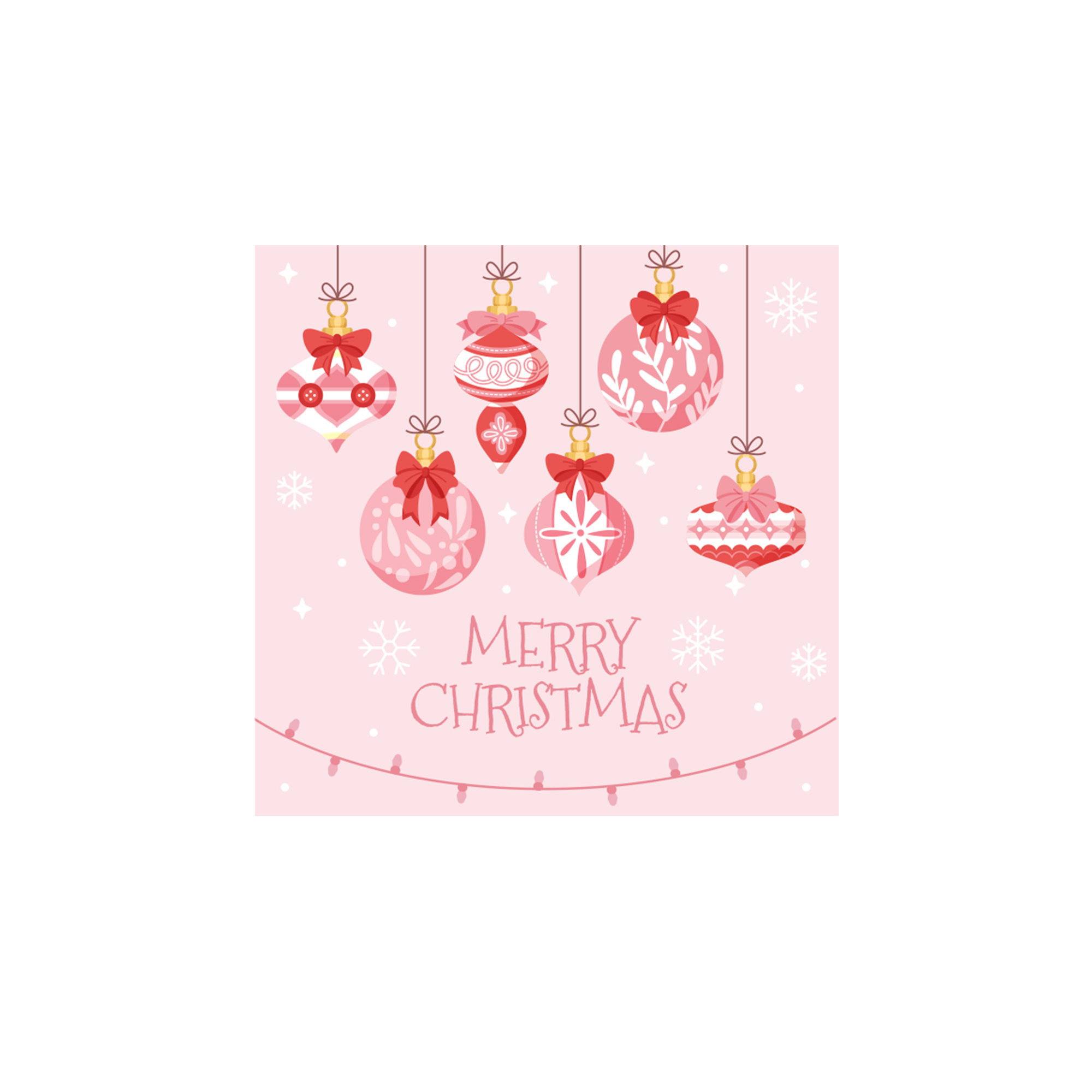 Christmas Theme Light Pink Background with Christmas Ball Napkin