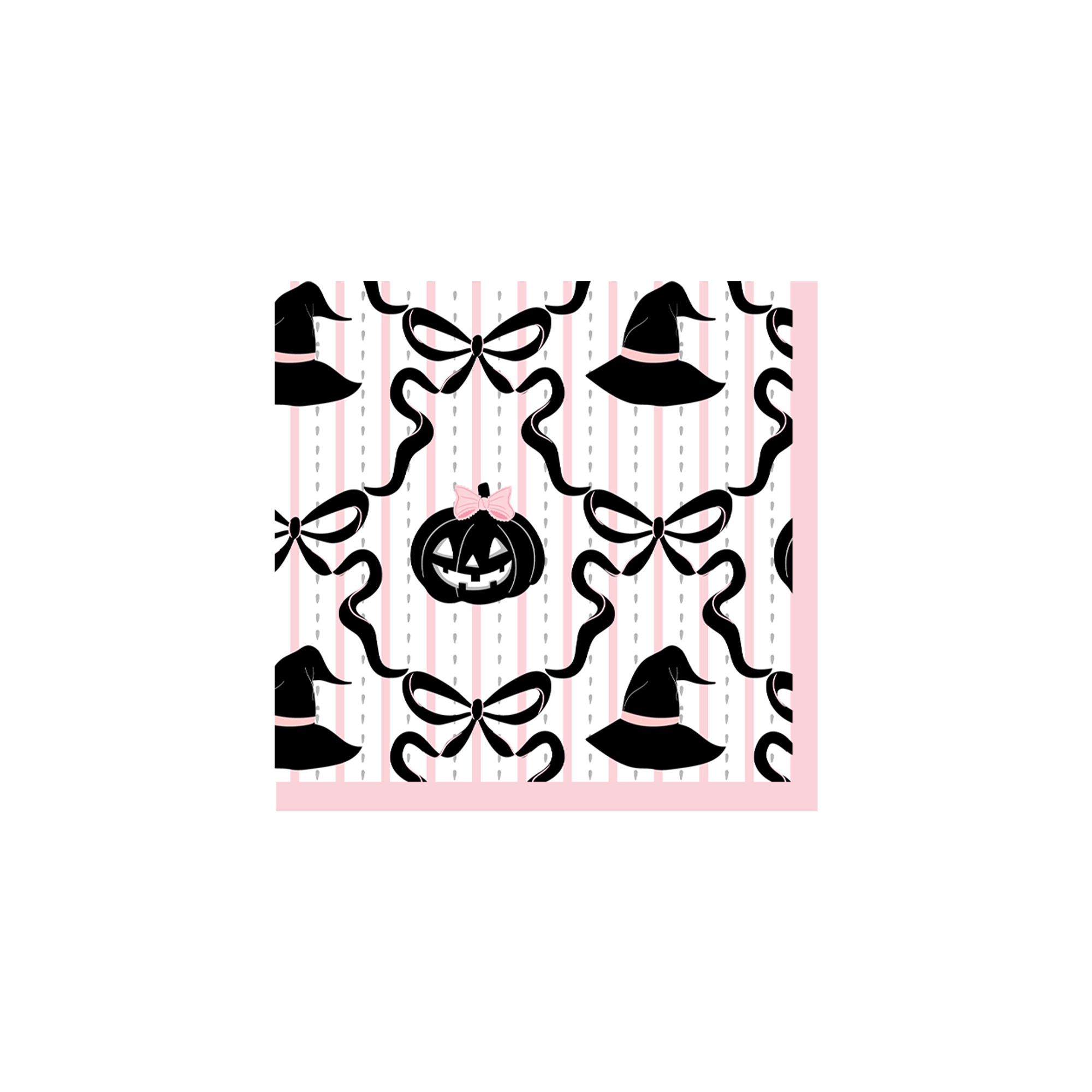 Halloween Theme Beige Background with Black Pumpkin&Bow Napkin