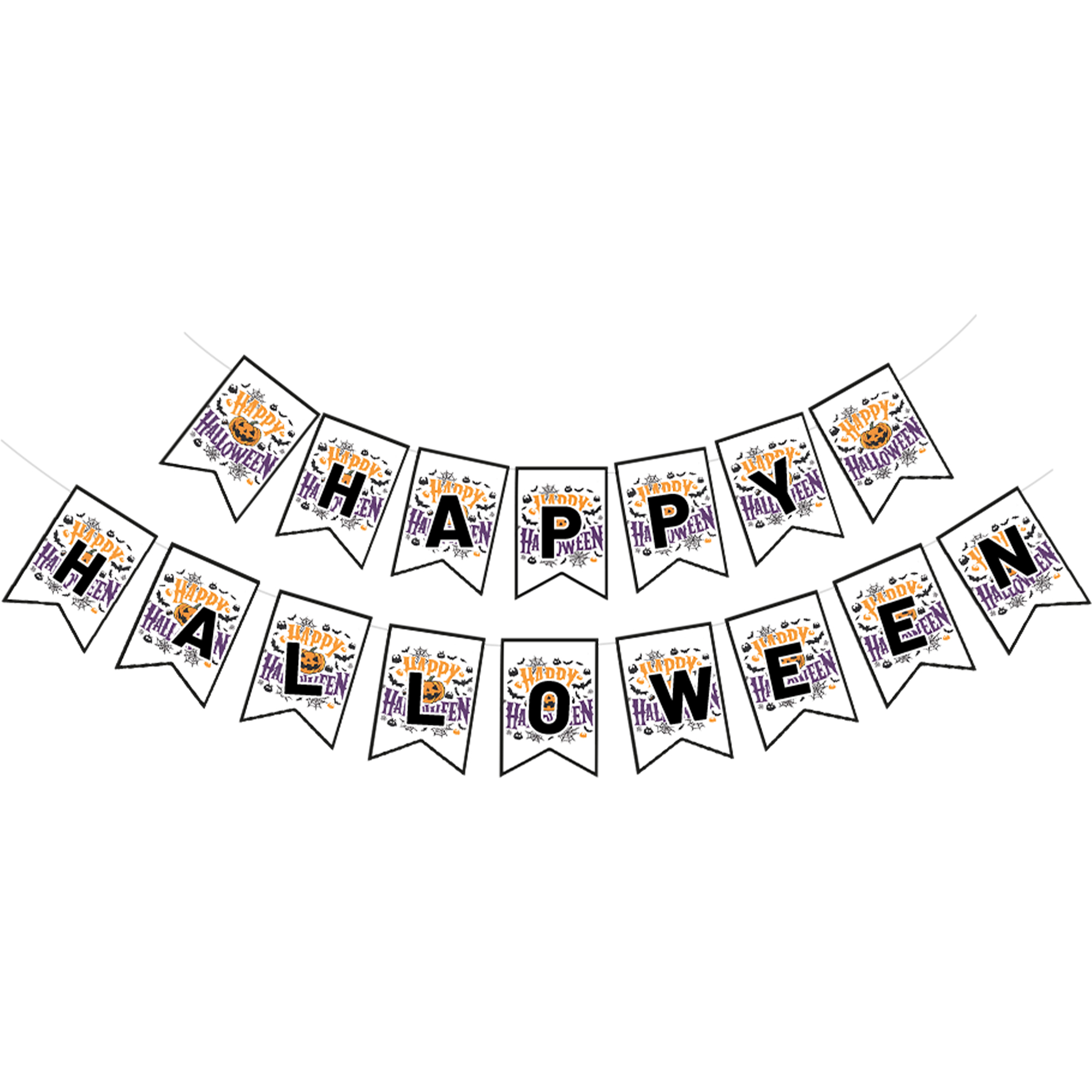 Halloween Theme White Background Pumpkin Pattern Banner