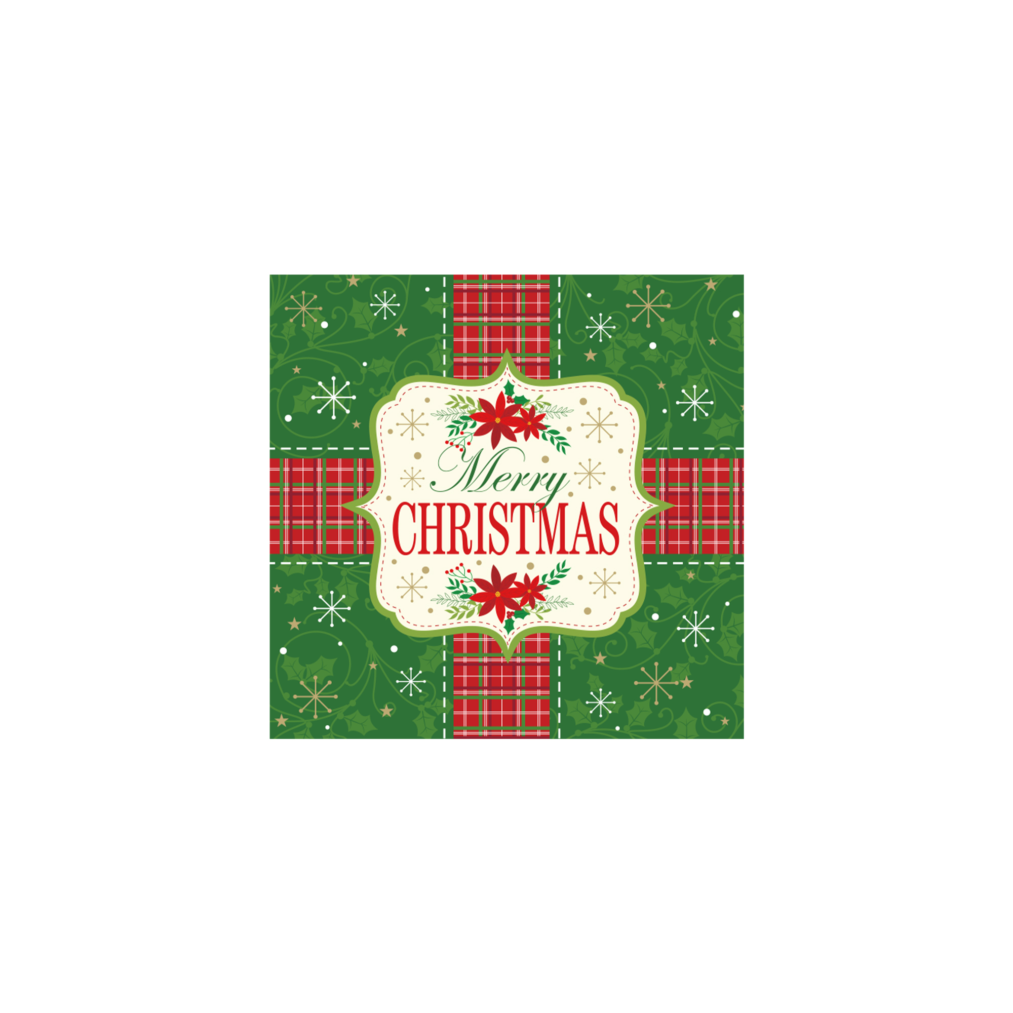 Christmas Theme Green Background with Red Ribbon Napkin