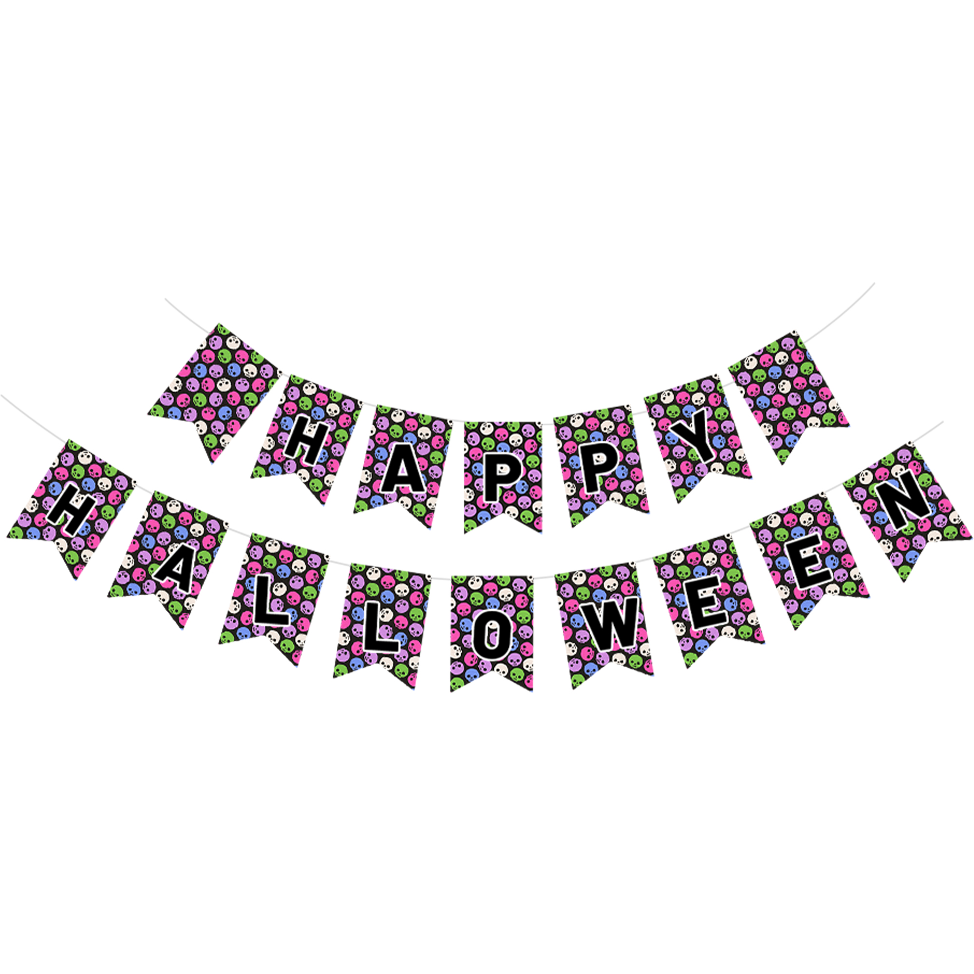 Halloween Theme Purple&Green Grid Pattern Banner