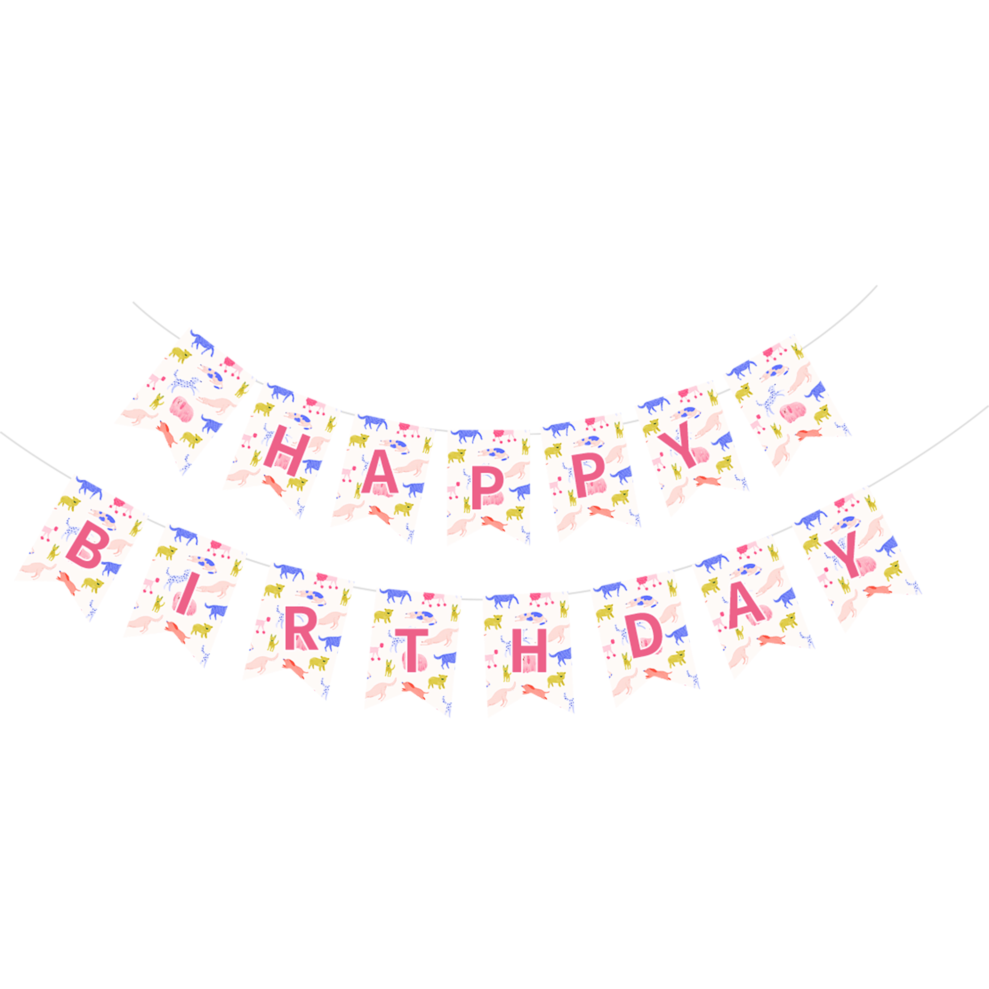 Animal Theme White Background Pink Dog Pattern Banner