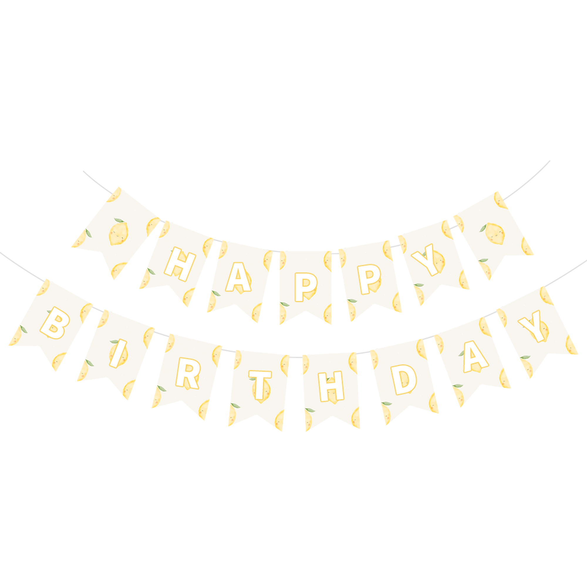 Fruit Theme with Lemon Happy Birthday Paper Banner