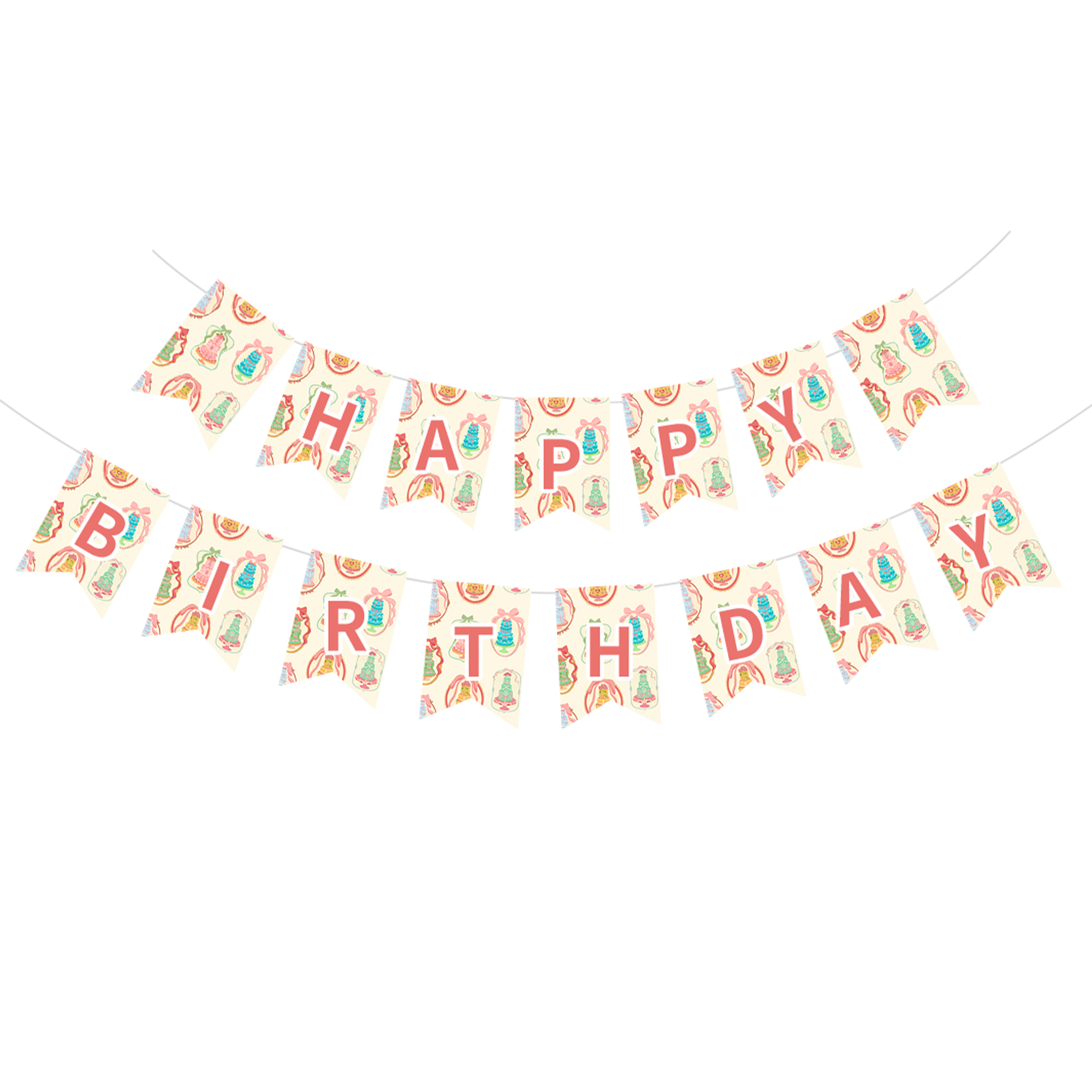 Birthday Theme Cream Yellow Happy Birthday Paper Banner