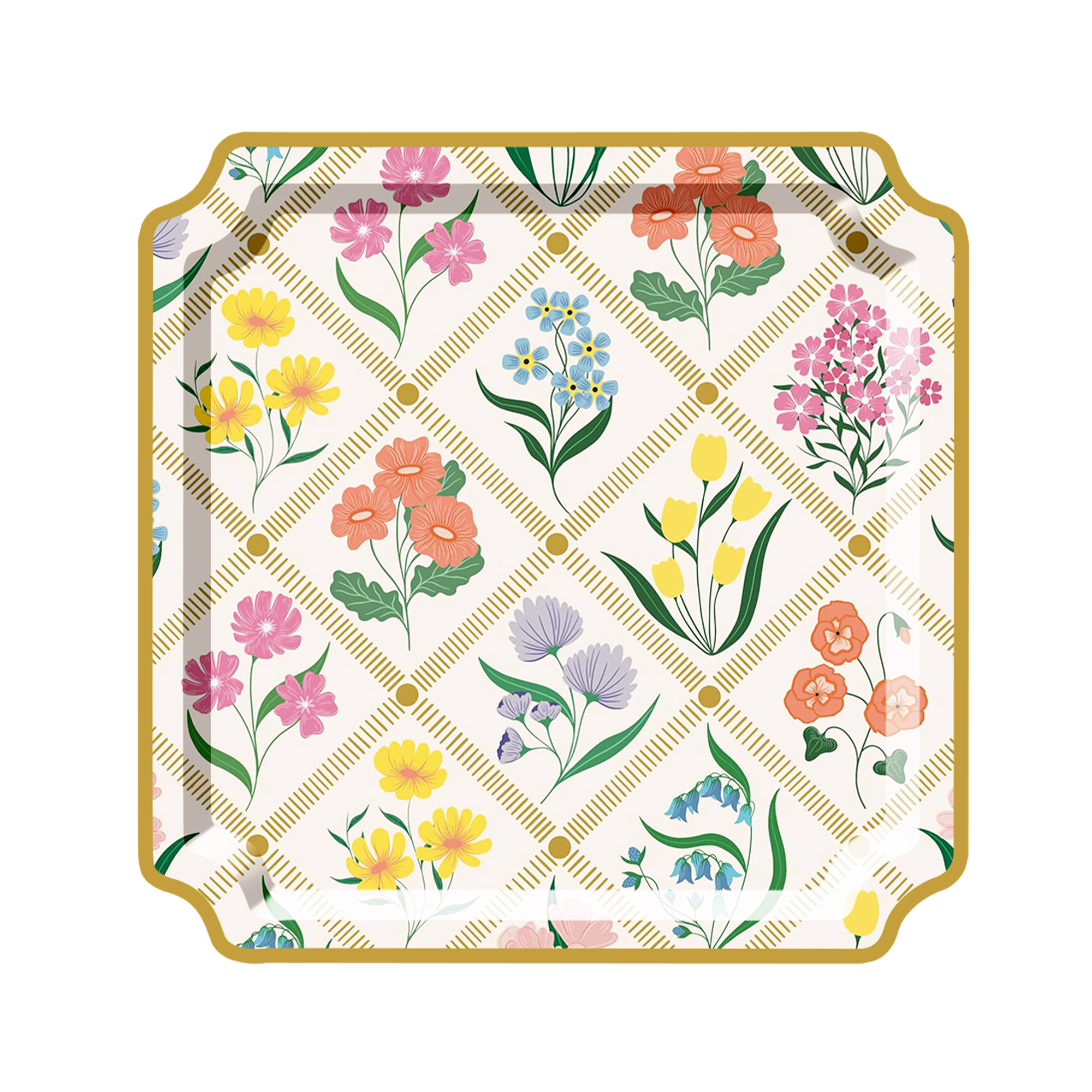 Floral Theme Square Shape with Flower Dinner Plate