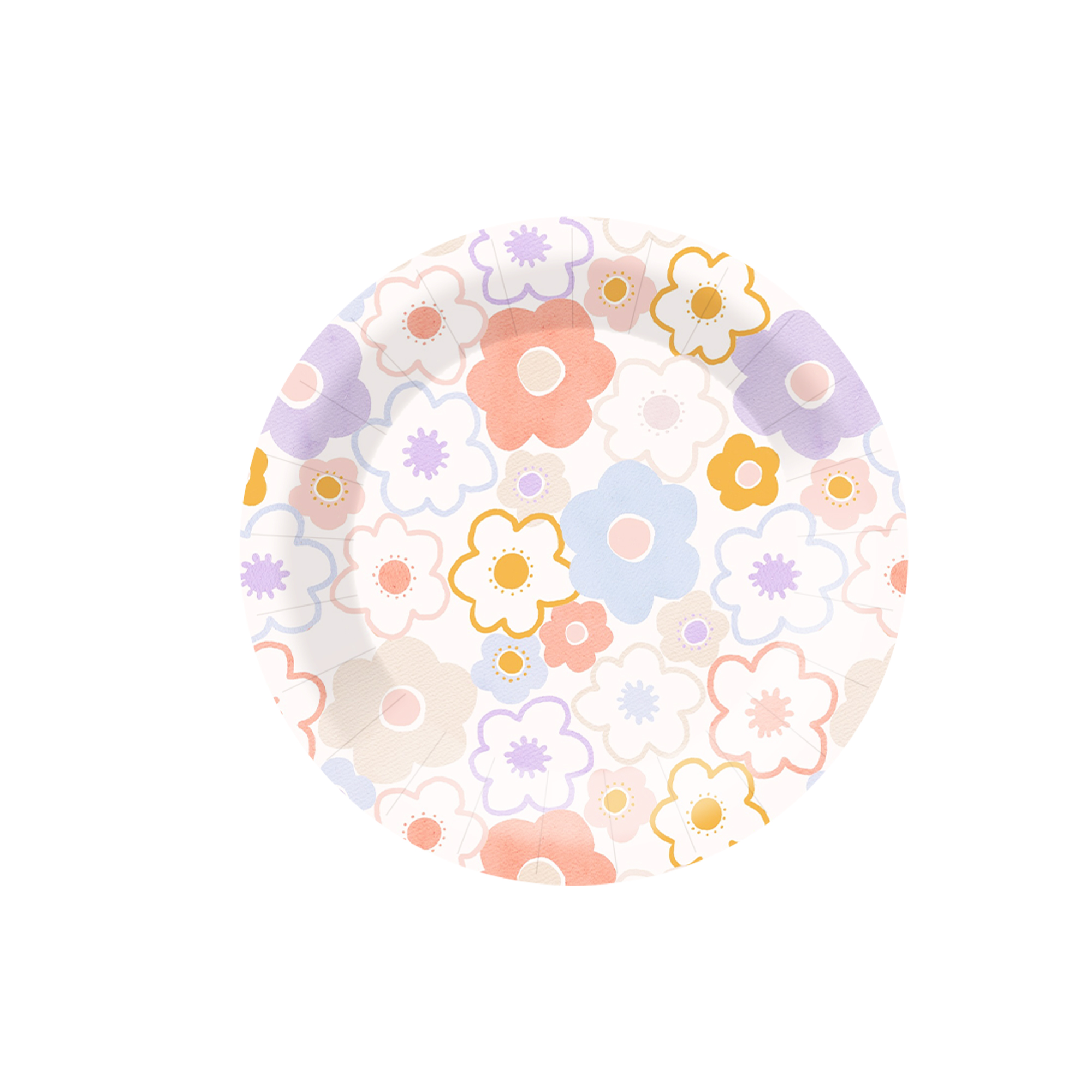 Floral Theme Round Shape with Flower Dessert Plate
