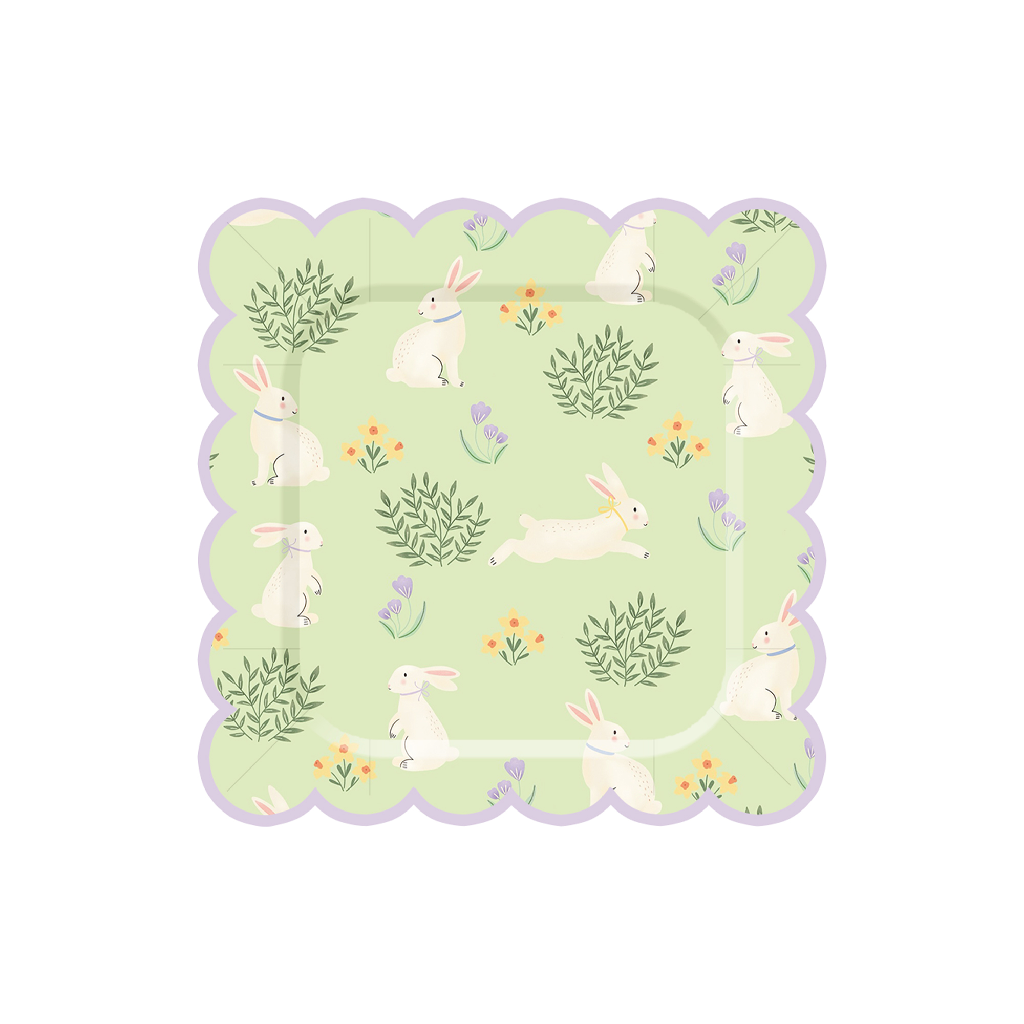 Easter Theme Light Pastel Green Square Lace Shape Dinner Plate