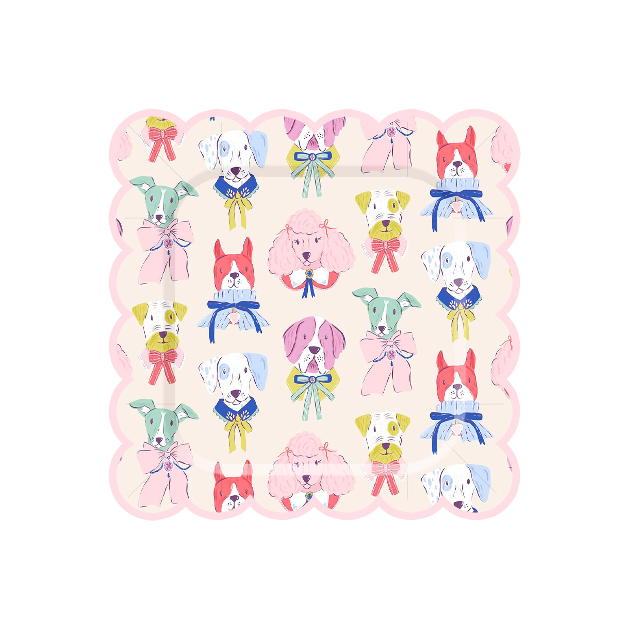 Animal Theme Pink Square Lace Shape Dinner Plate