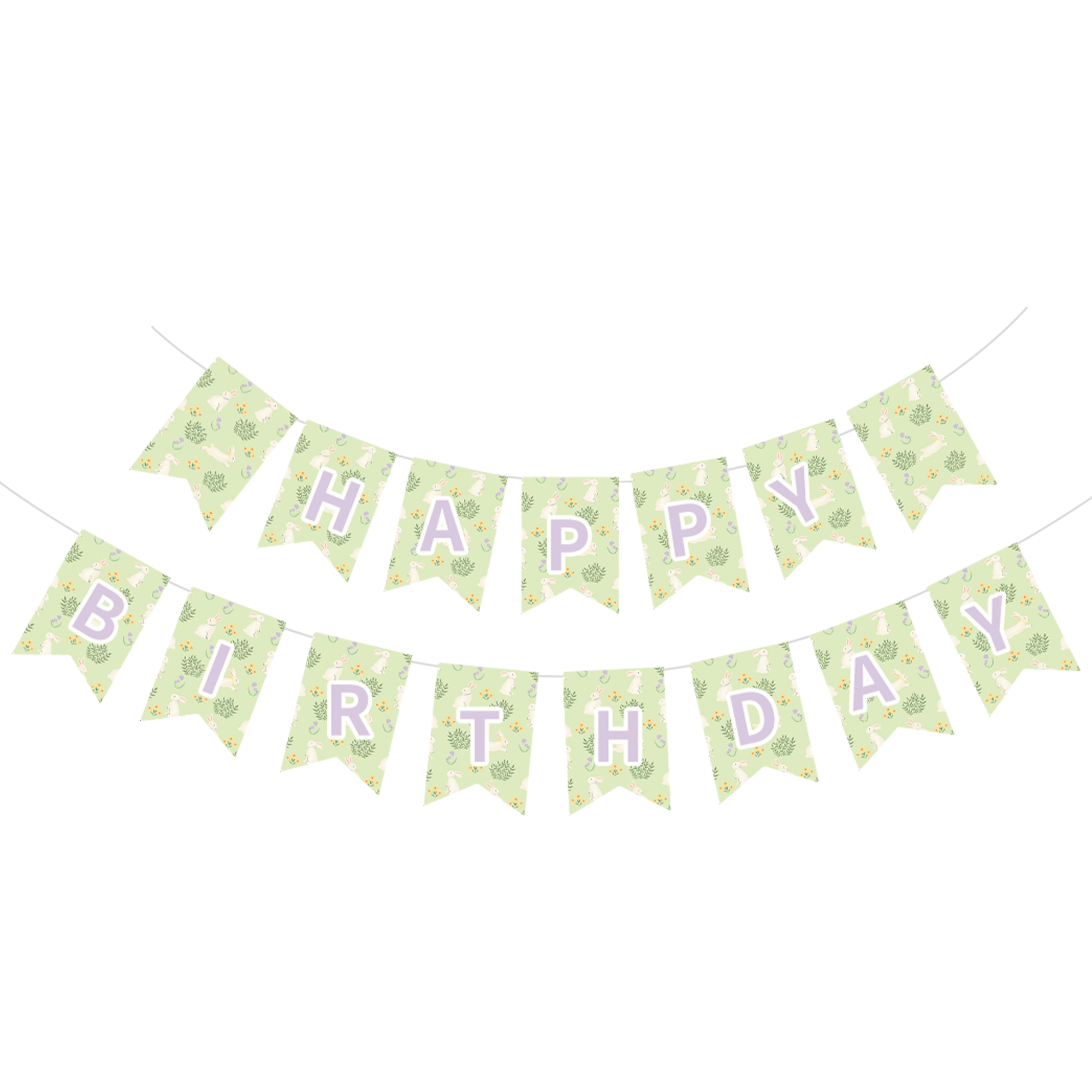 Easter Theme Light Pastel Green Happy Birthday Paper Banner