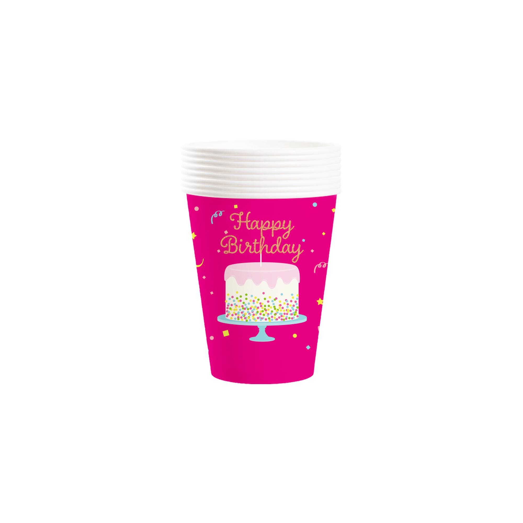 Birthday Theme Hot Pink with Cake Paper Cup