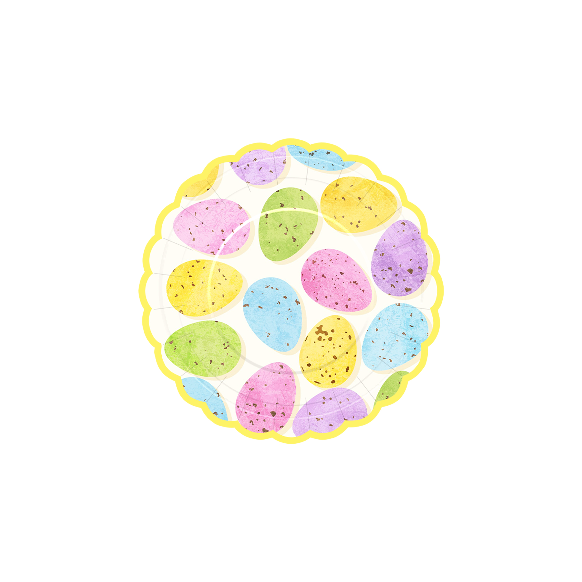Easter Theme White and Yellow Lace Shape Dessert Plate