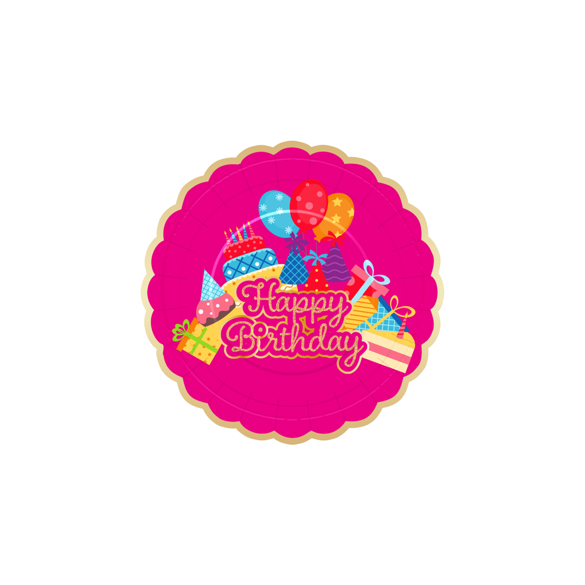 Birthday Theme Hot Pink Lace Shape Dessert Plate