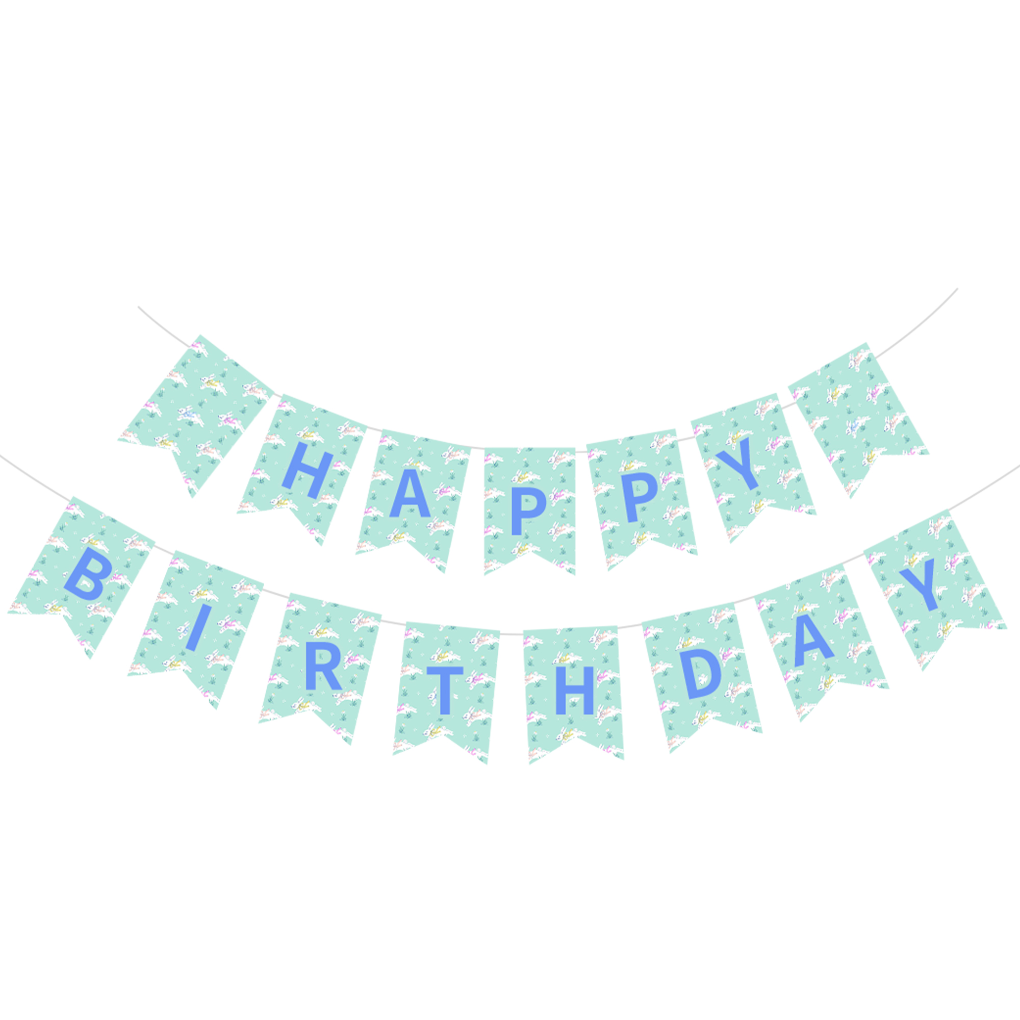 Easter Theme Mint Green Happy Birthday Paper Banner