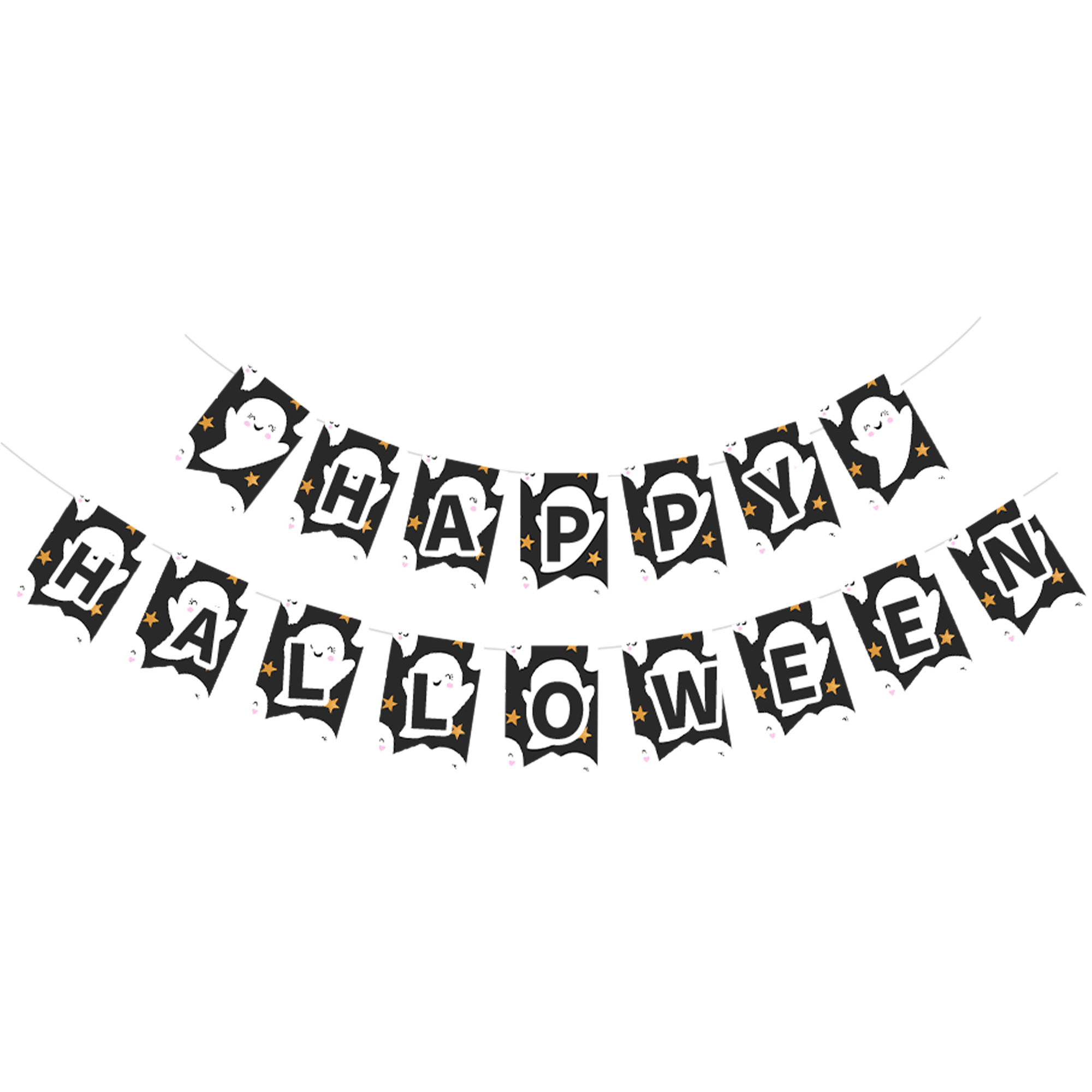 Halloween Theme Black Background Ghost Banner