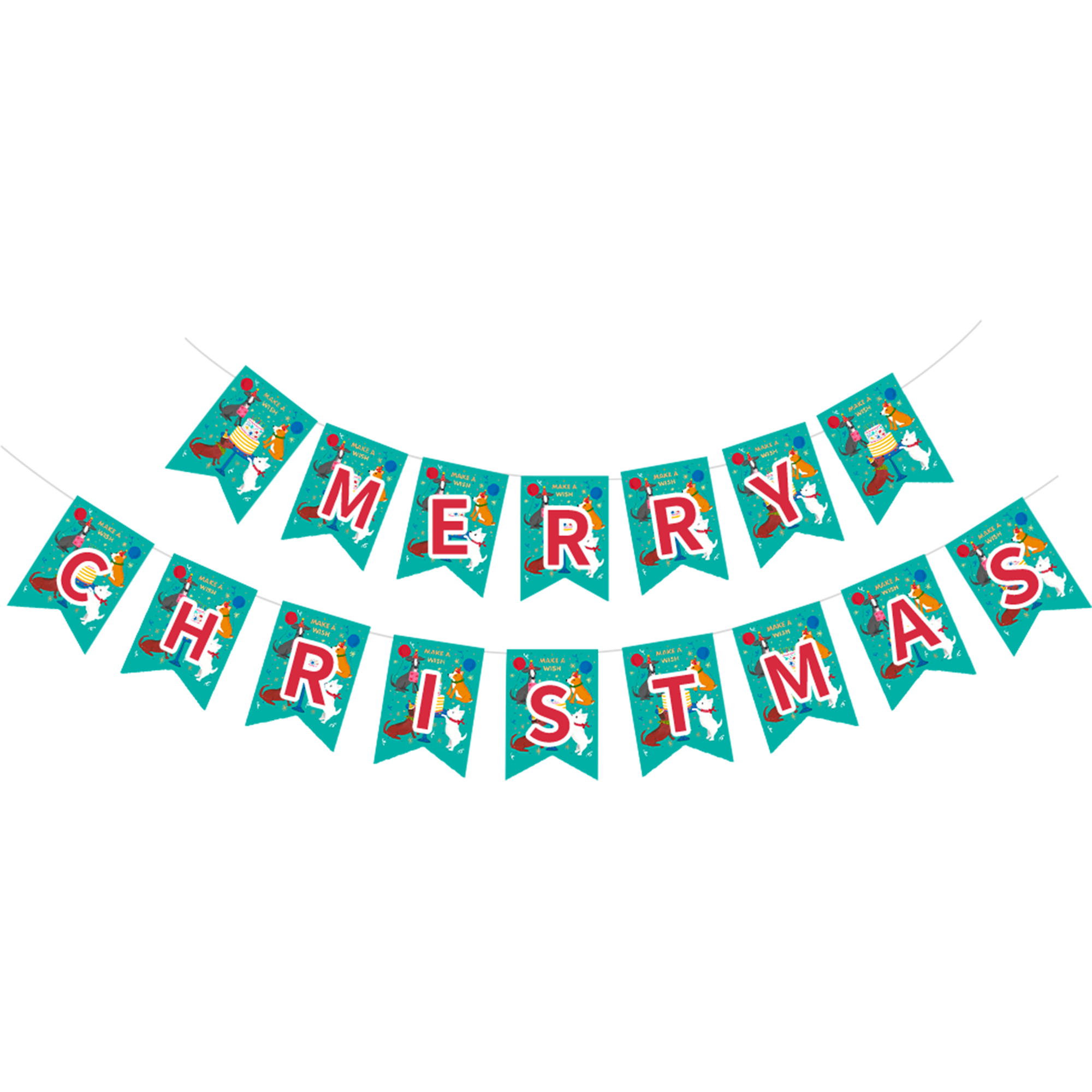 Animal Theme Green Background Colorful Dog Pattern Banner