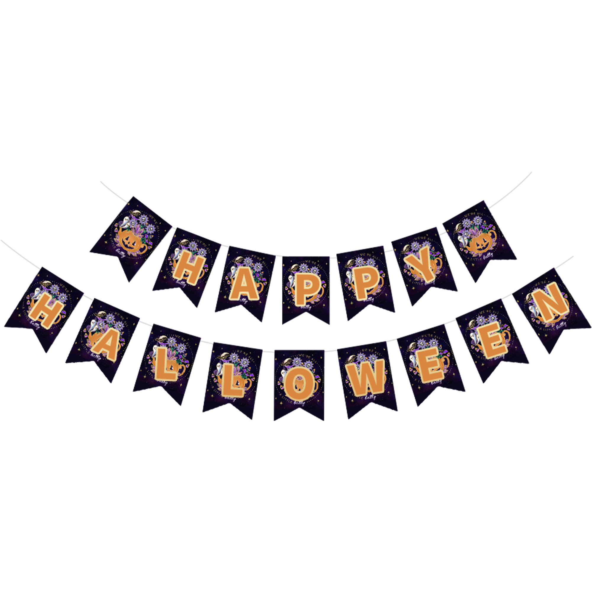 Halloween Theme Dark Purple Background Orange Pumpkin Banner