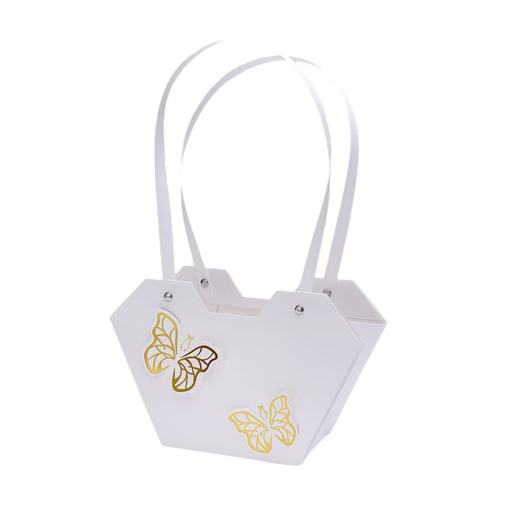 Heart Shaped Flower Handbag with Gold Embossing for Flower Arrangement