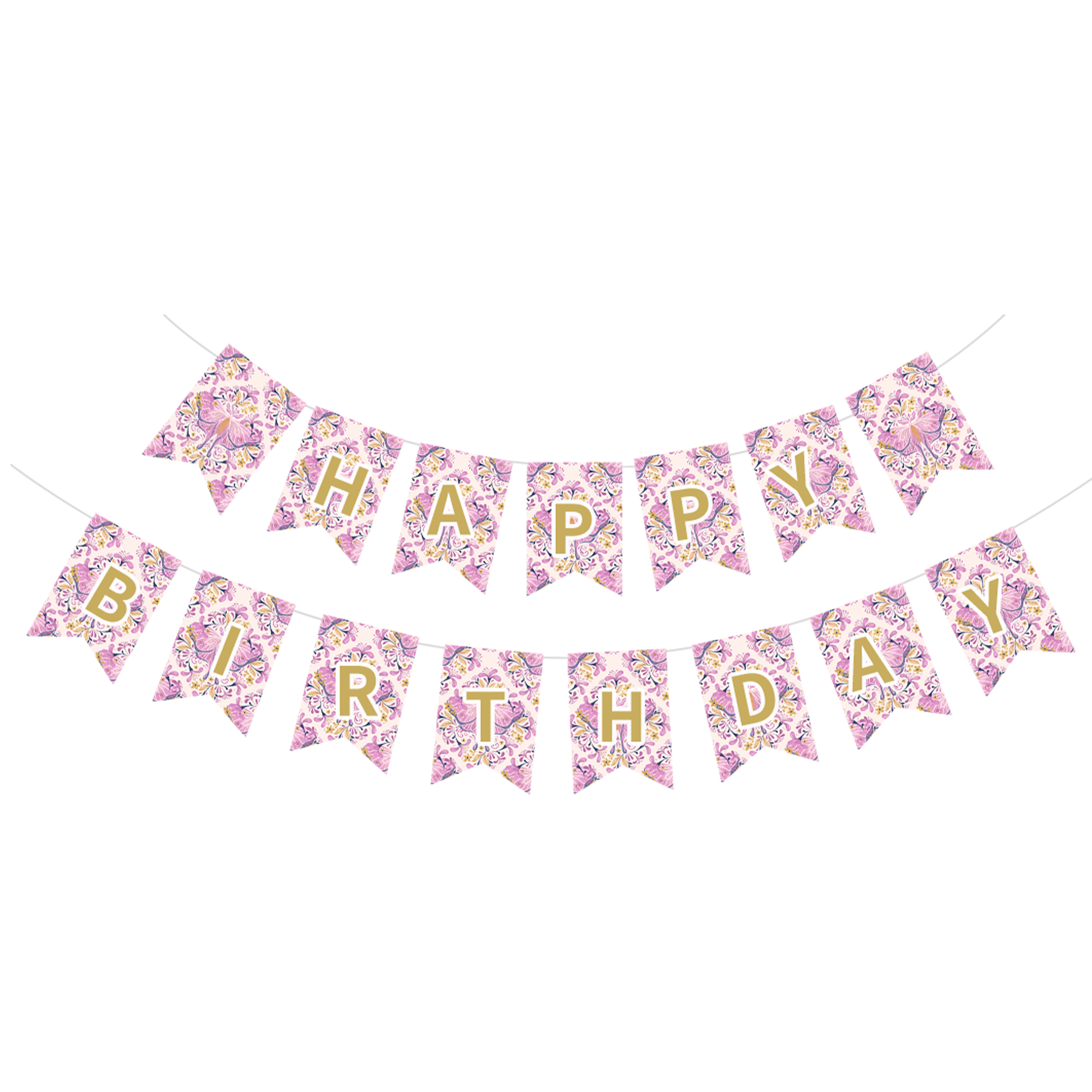 Animal Theme Pink Background Gold Butterfly Pattern Banner