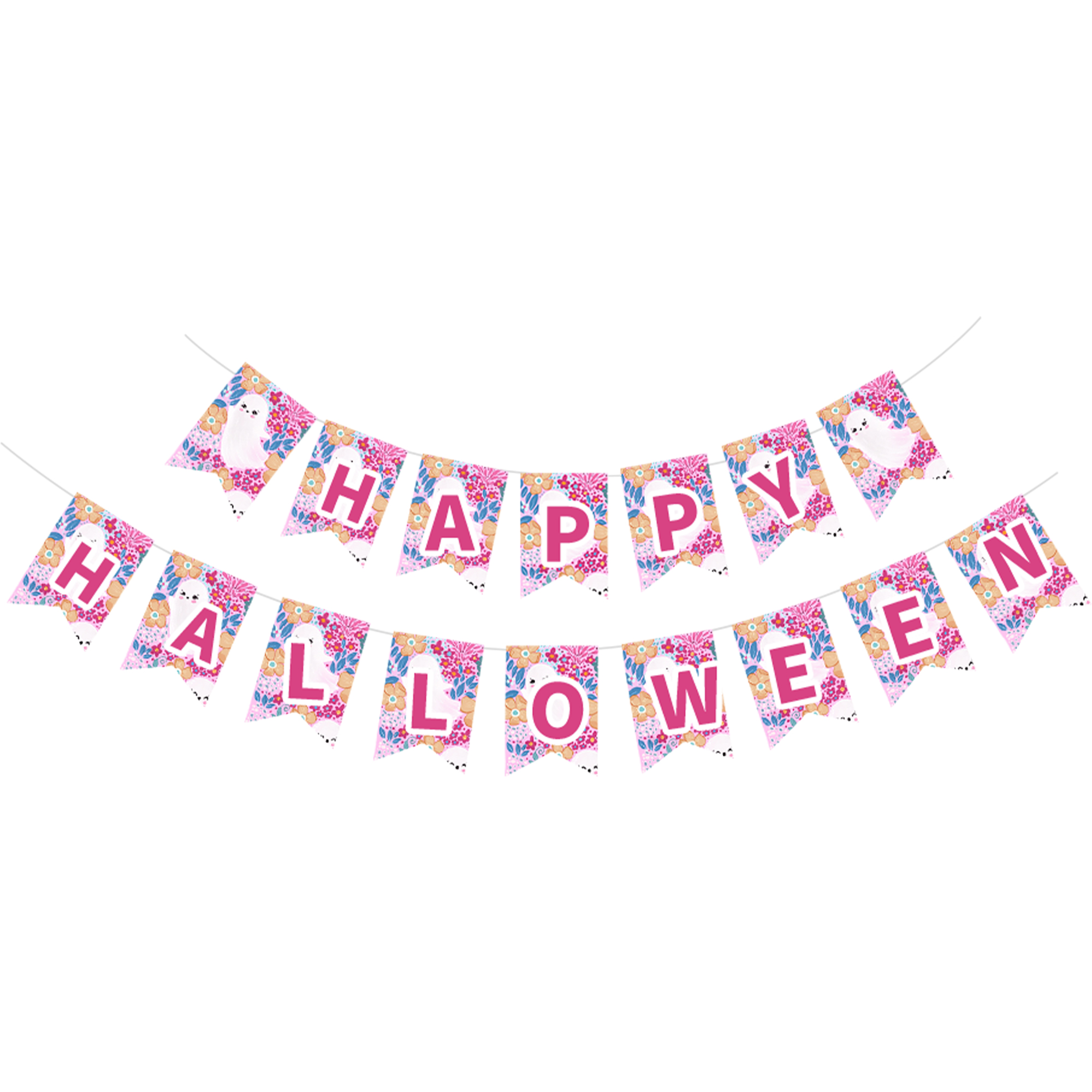 Halloween Theme Pink Background Ghost Banner