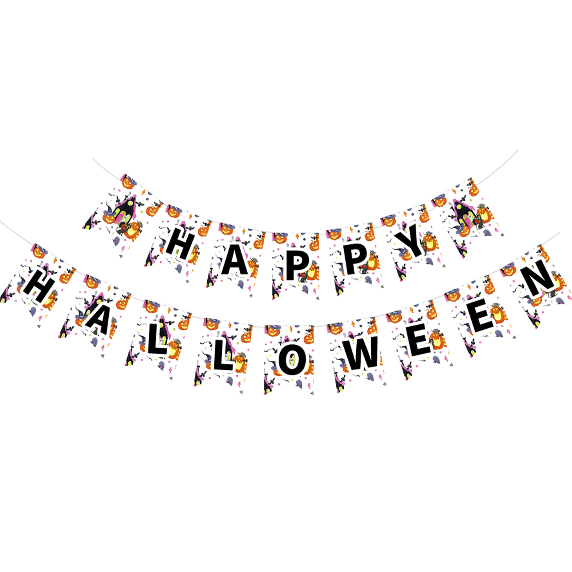 Halloween Theme White Background Orange Pumpkin Pattern Banner