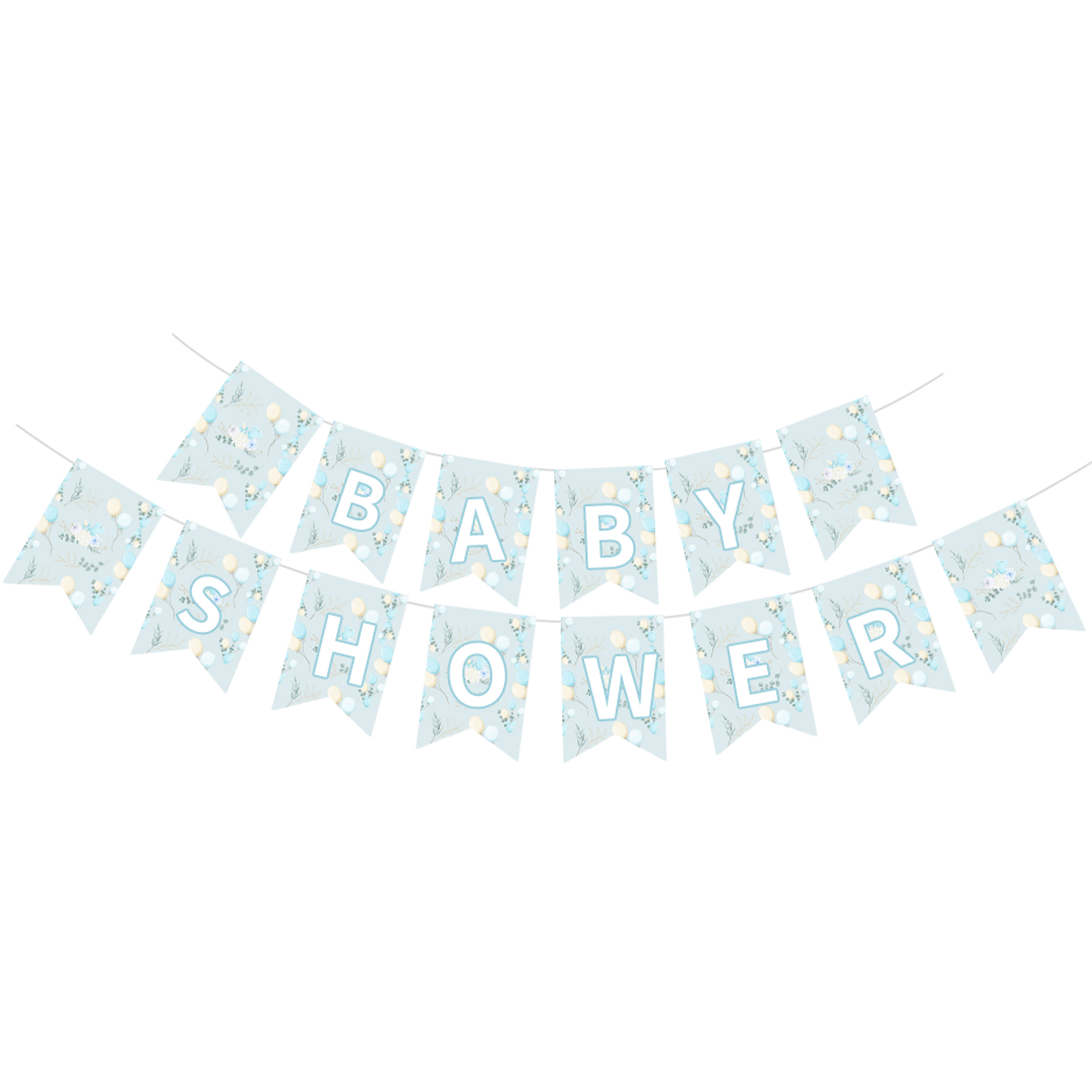 Baby Shower Theme Light Blue Background Little Balloon Pattern Banner