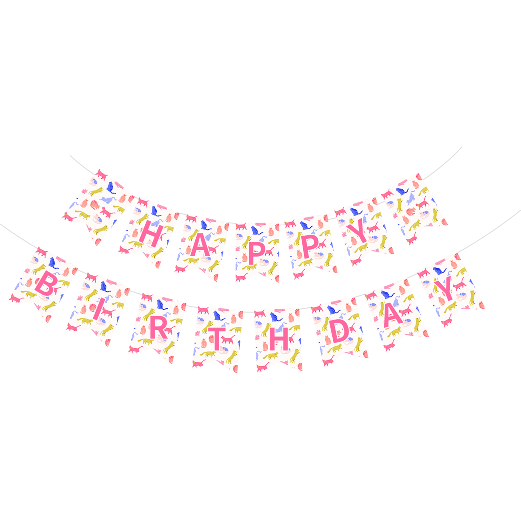 Animal Theme Light Pink Background Cat Pattern Banner