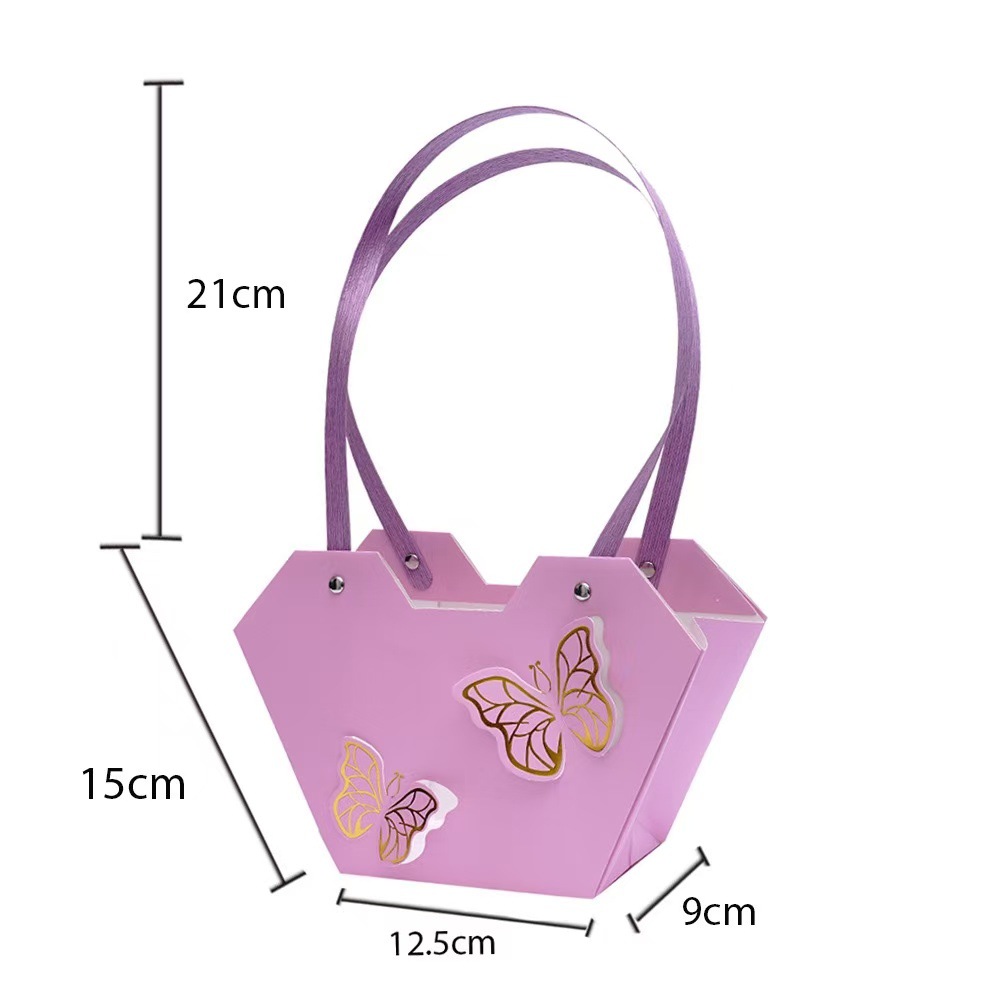 Heart Shaped Flower Handbag with Gold Embossing for Flower Arrangement