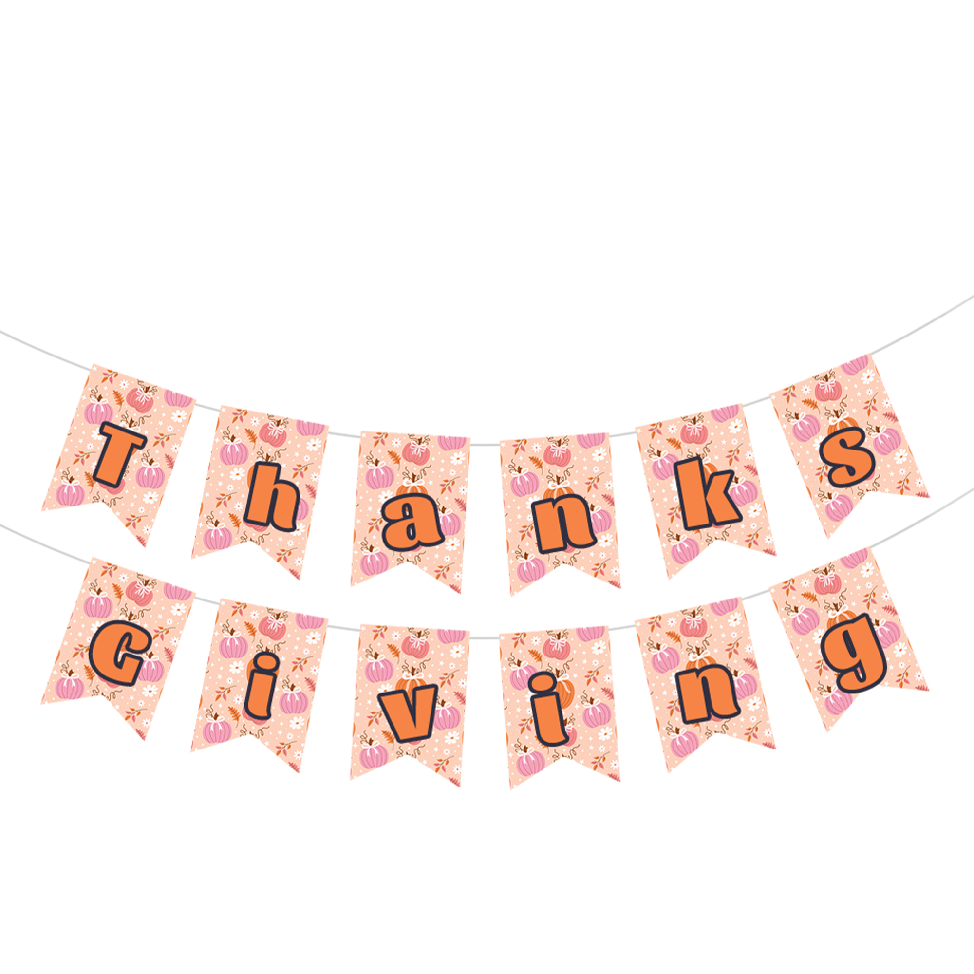 Thanks Giving Theme Pink Pumpkin Pattern Banner