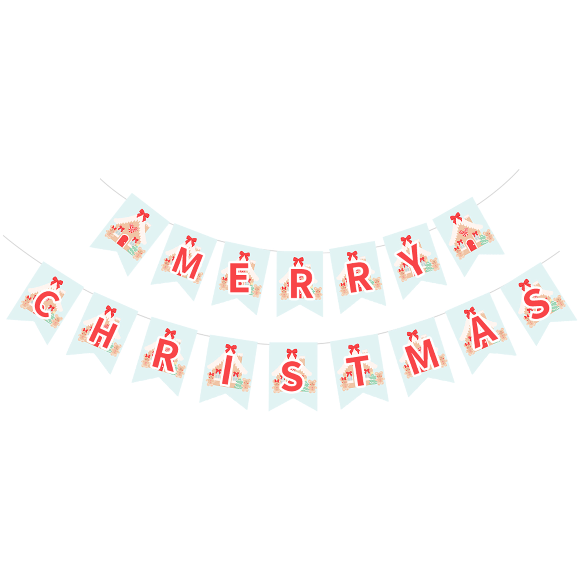 Christmas Theme Light Blue Background Red Letter Banner