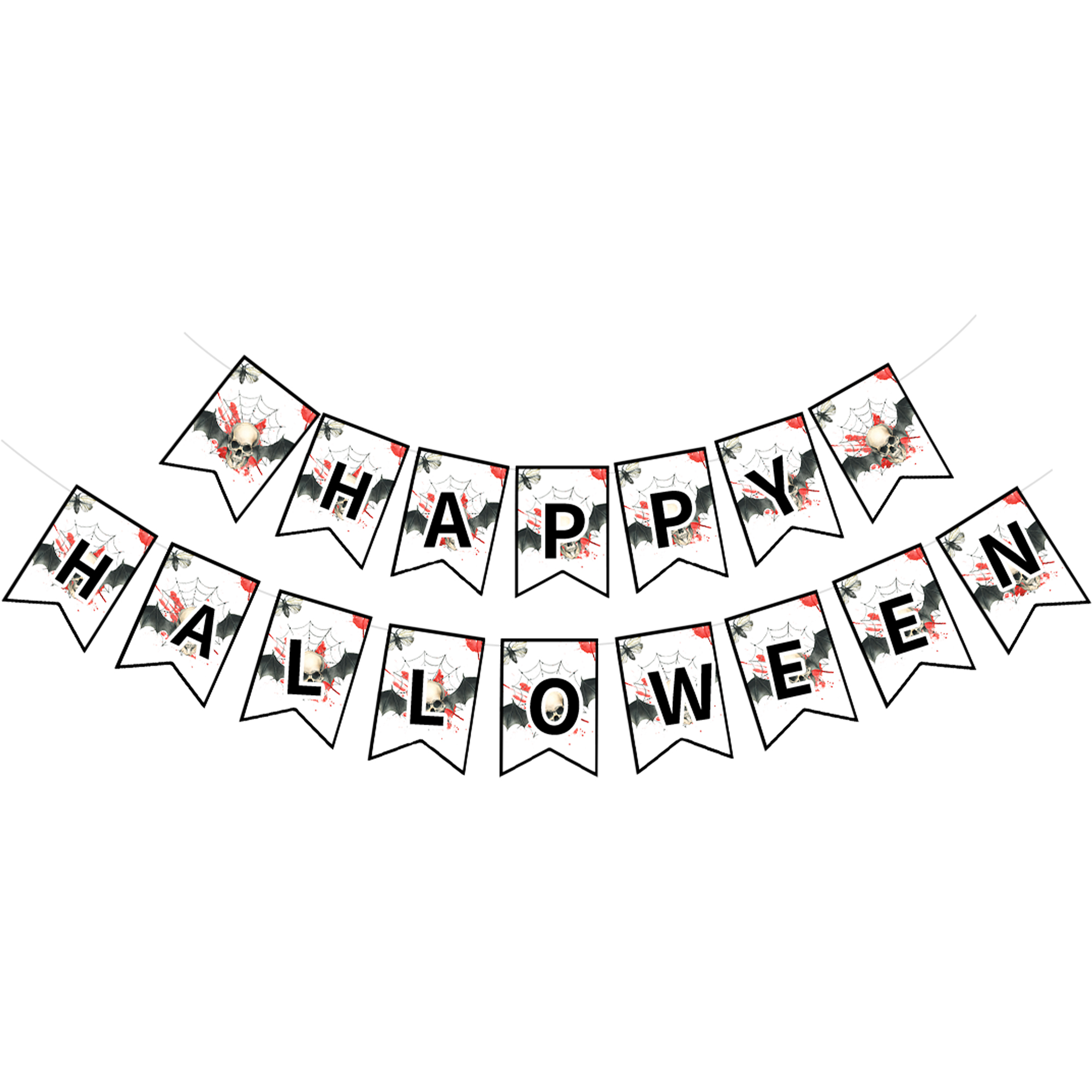 Halloween Theme White Background Skull&Web Pattern Banner