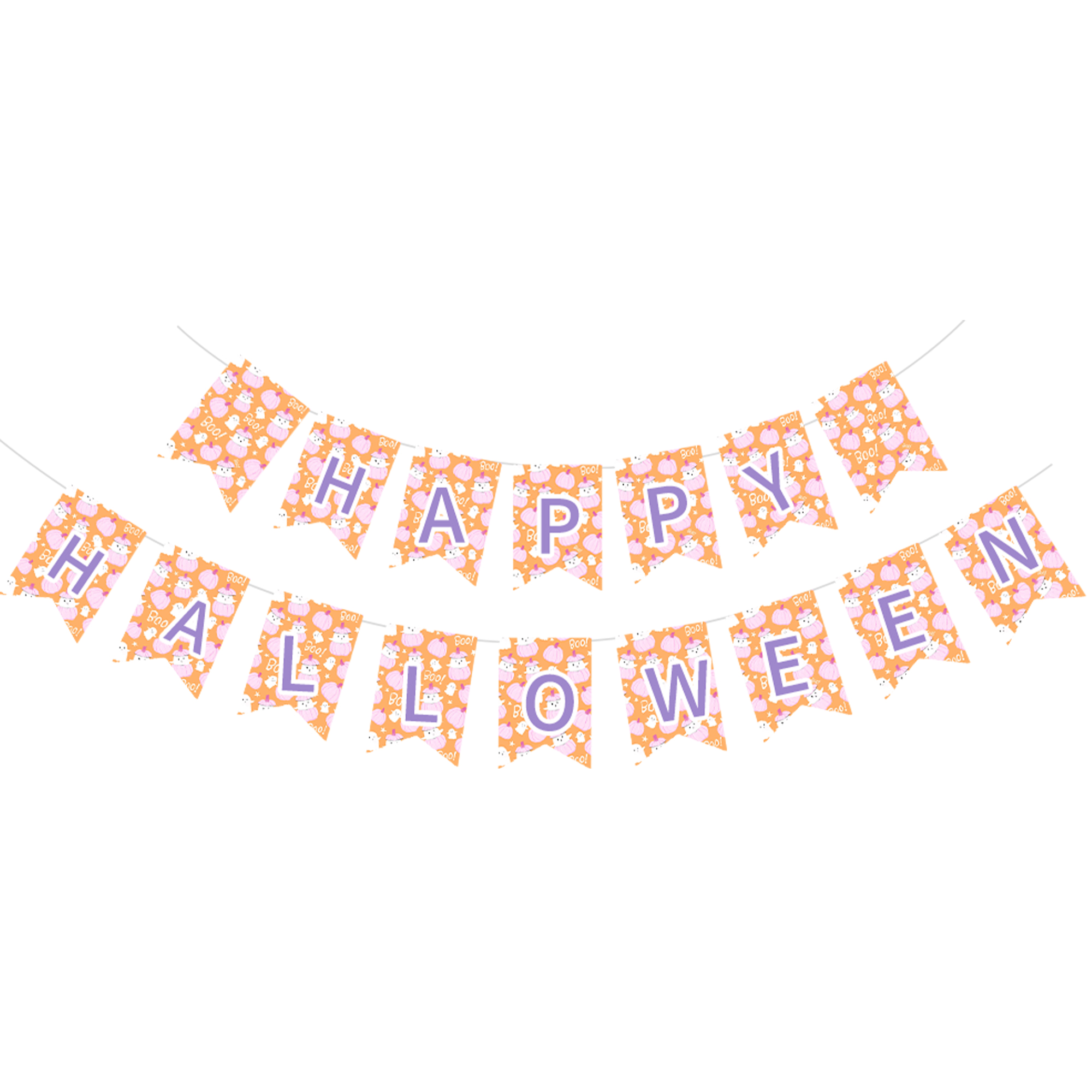 Halloween Theme Orange Background Light Purple Pumpkin Pattern Banner