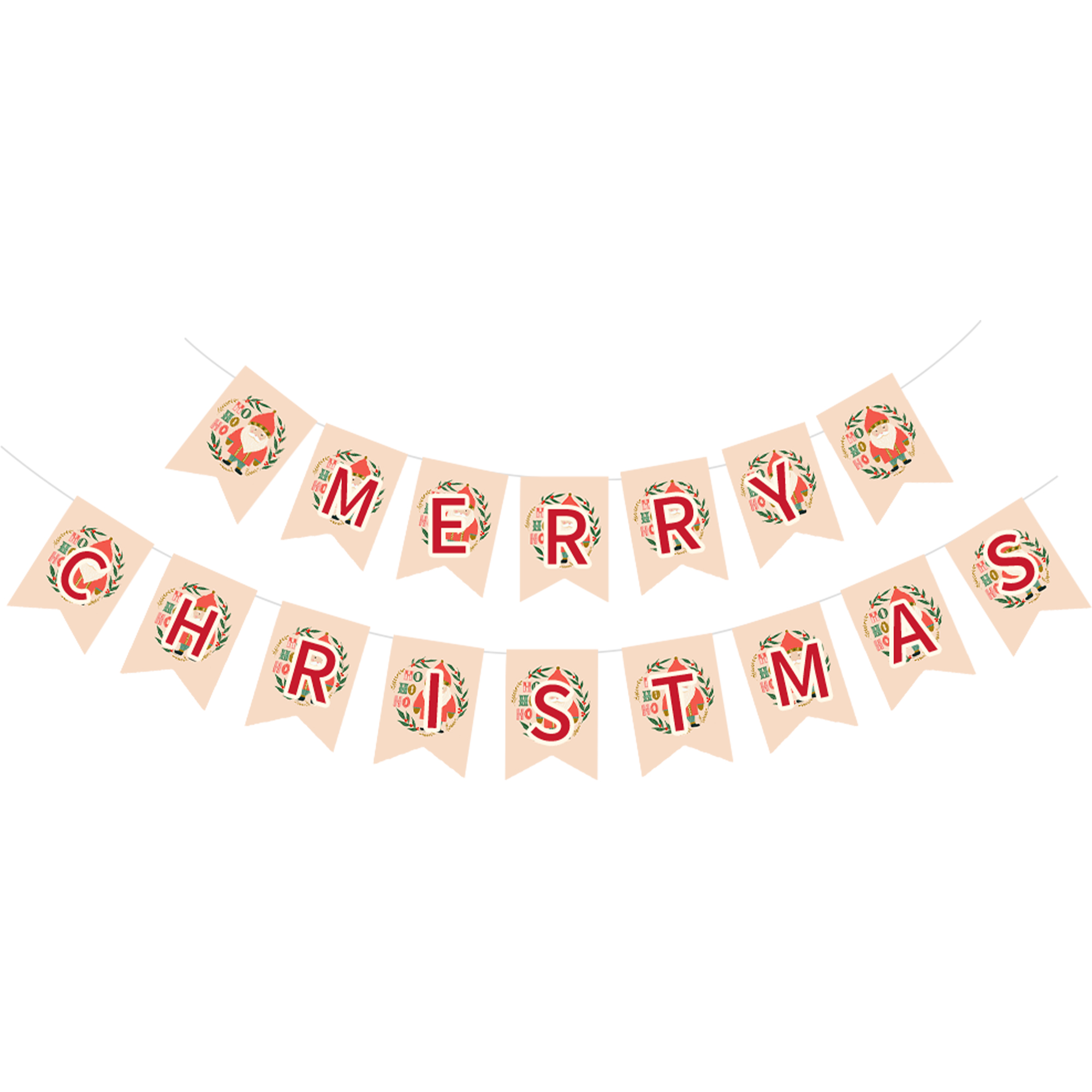 Christmas Theme Beige Background Santa Claus Pattern Banner