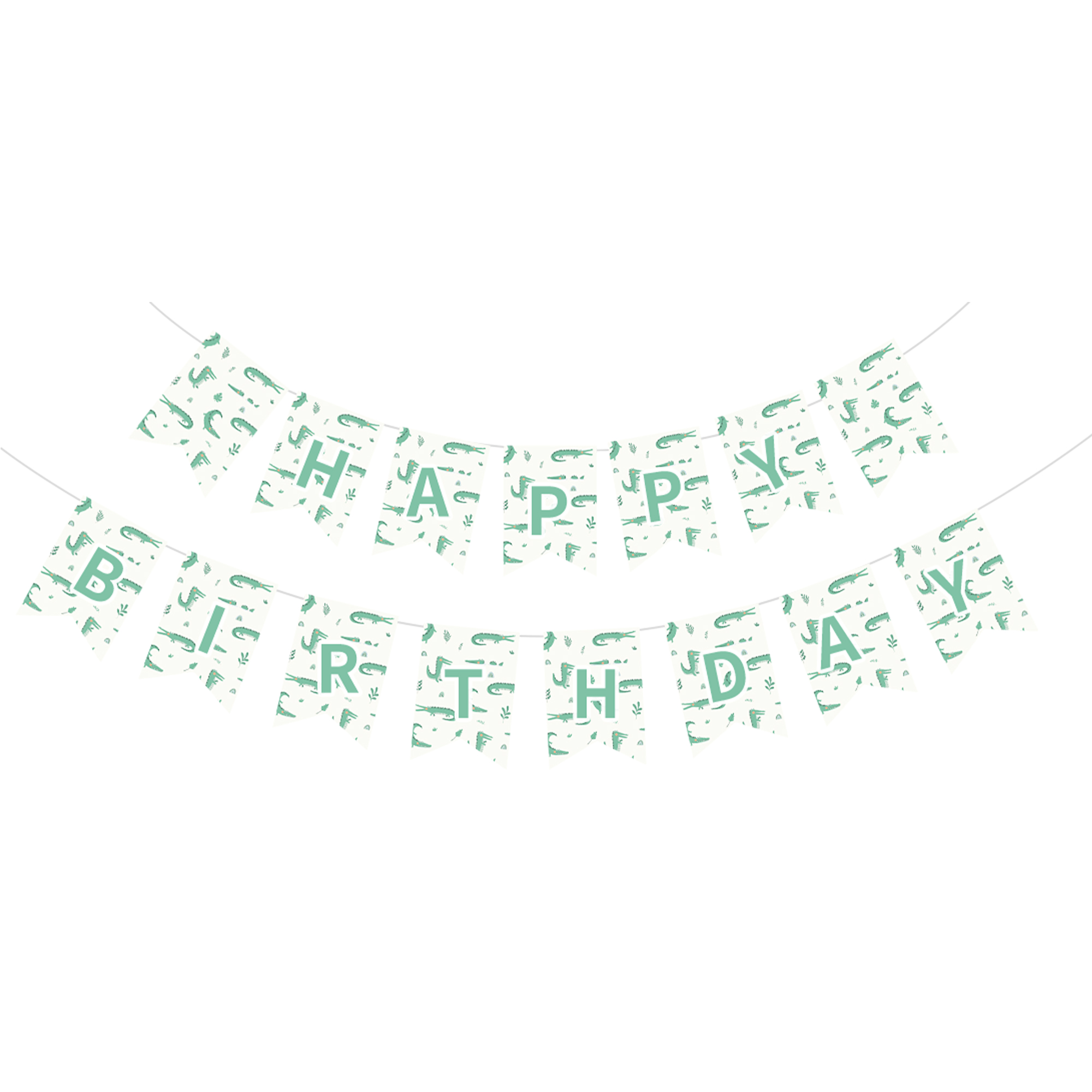 Animal Theme White Background Green Dinosaur Pattern Banner