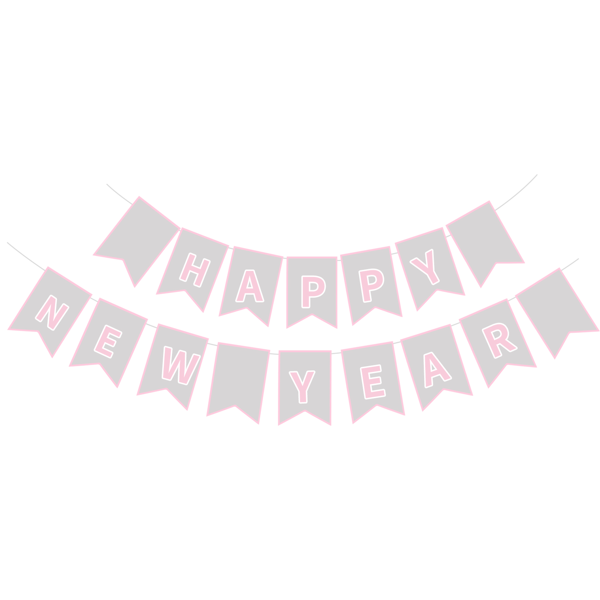 New Year Theme Grey Background Pink Letter Banner