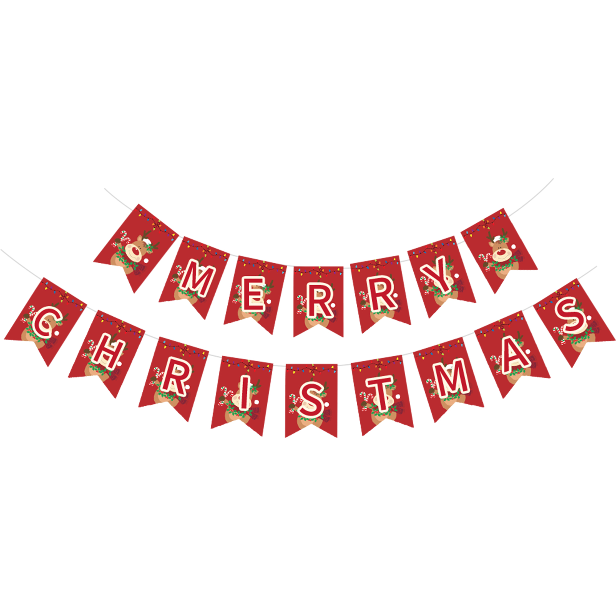 Christmas Theme Red Background Christmas Elk Pattern Banner