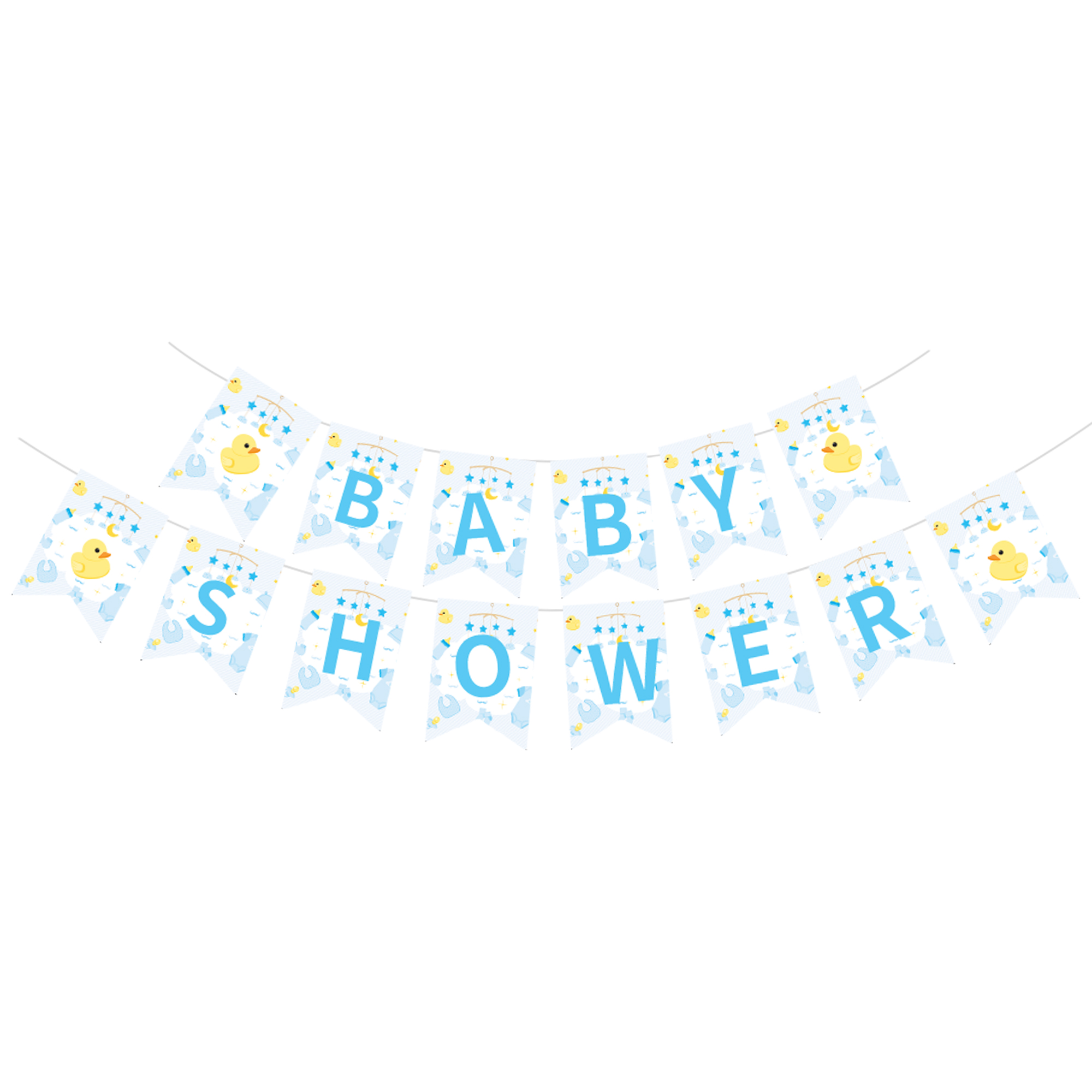 Baby Shower Theme White Background Little Yellow Duck Pattern Banner