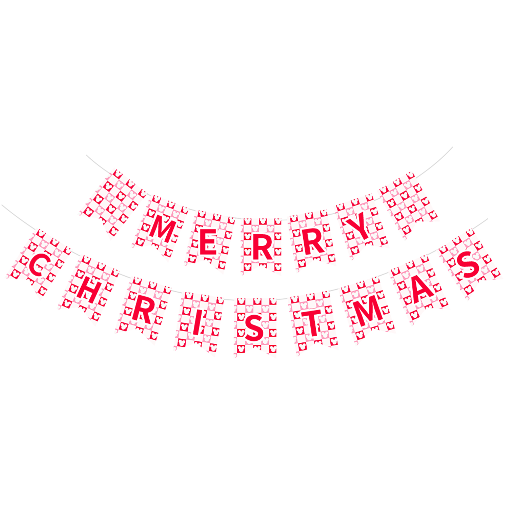 Christmas Theme Red Background Mickey Mouse Pattern Banner