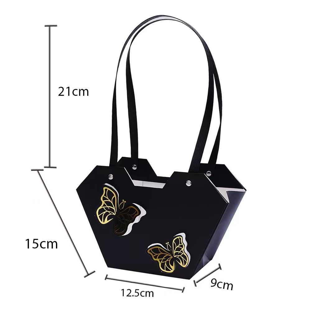 Heart Shaped Flower Handbag with Gold Embossing for Flower Arrangement