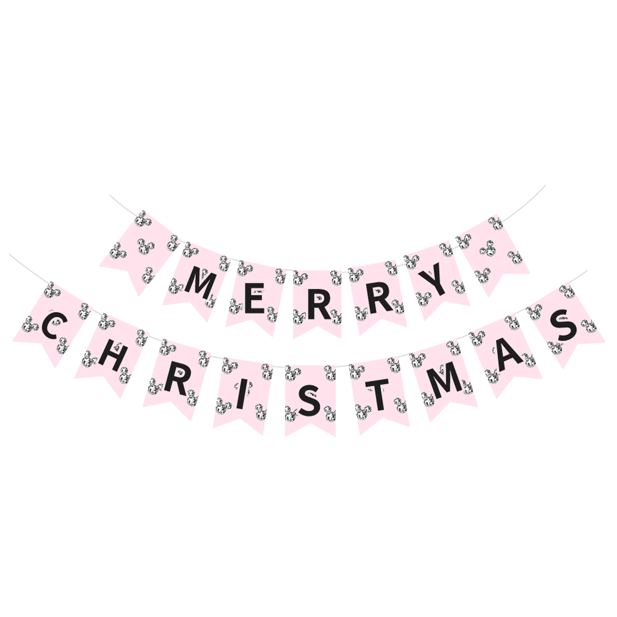 Christmas Theme Pink Background Silver Disco Micky Banner