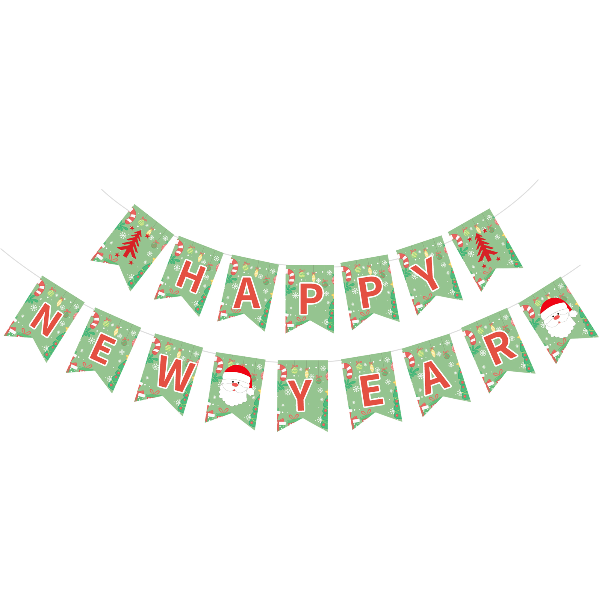 Christmas Theme Green Background Christmas Tree Pattern Banner