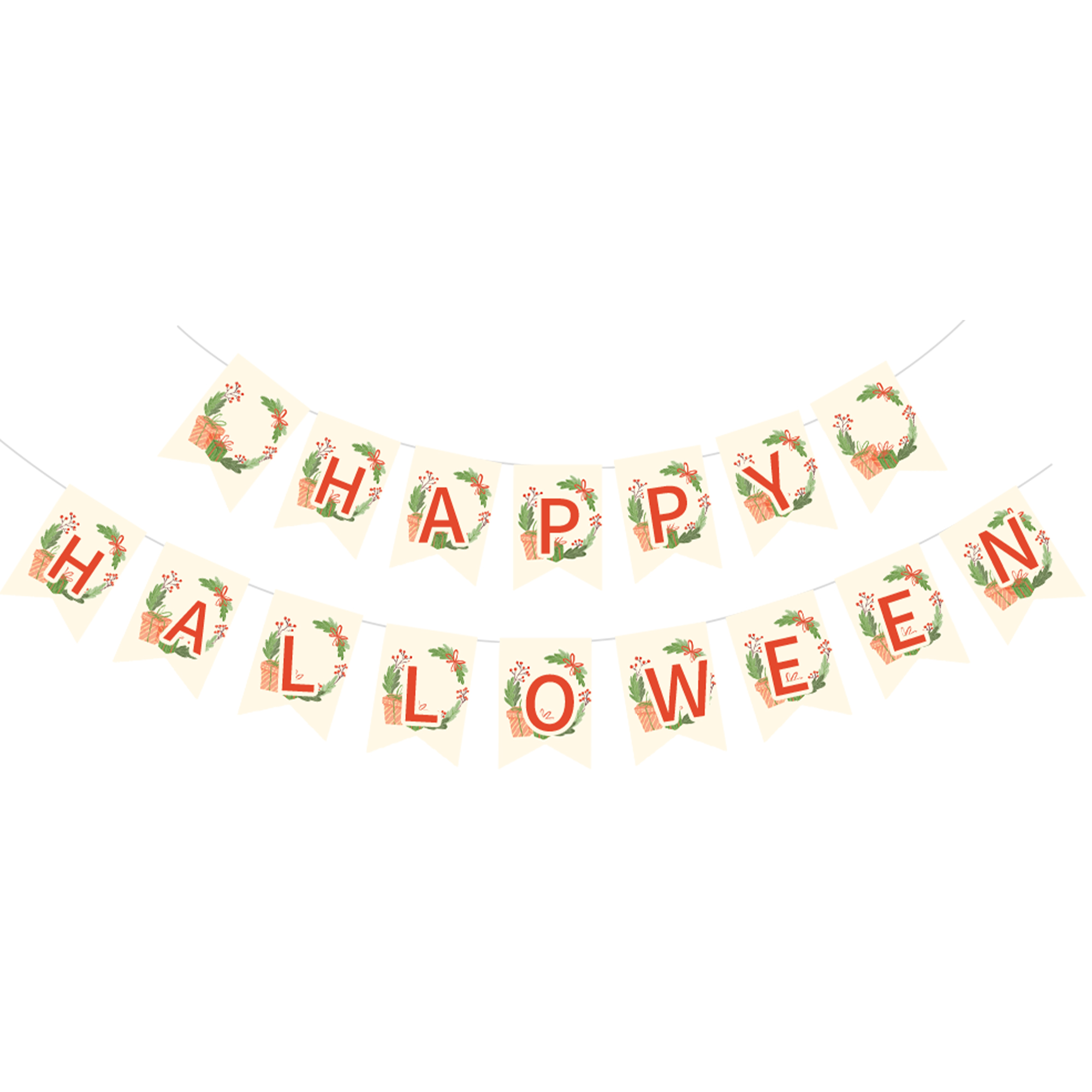 Christmas Theme Light Yellow Background Christmas Wreath Pattern Banner