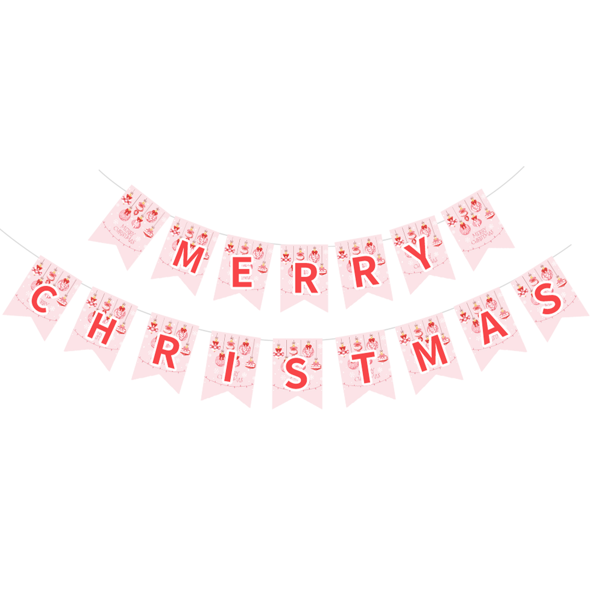 Christmas Theme Light pink Background Christmas Ball Pattern Banner